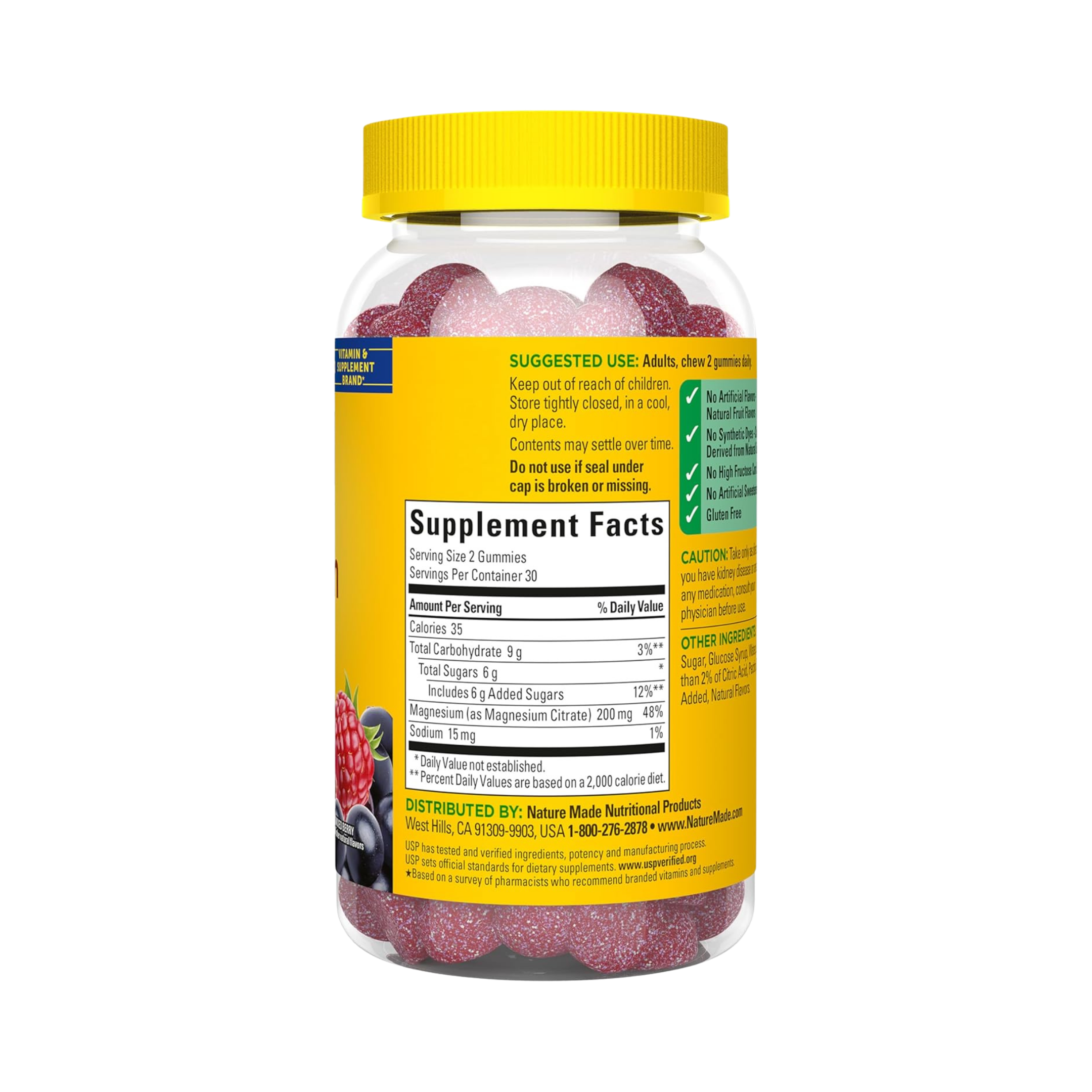 Nature Made, High Absorption Magnesium Citrate, 200 mg, 60 Gummies
