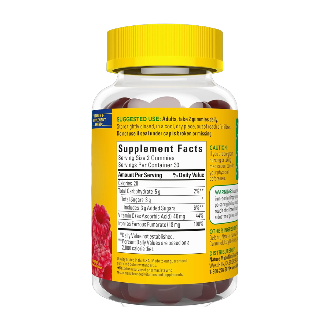 Nature Made, Iron with Vitamin C, 18 mg, 60 Gummies