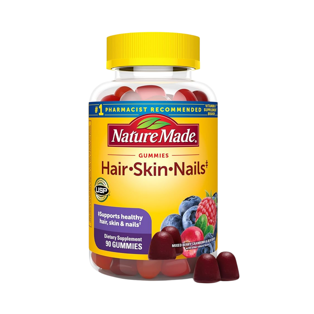 Nature Made, Hair Skin and Nails with Biotin, 2500 mcg, 90 Gummies