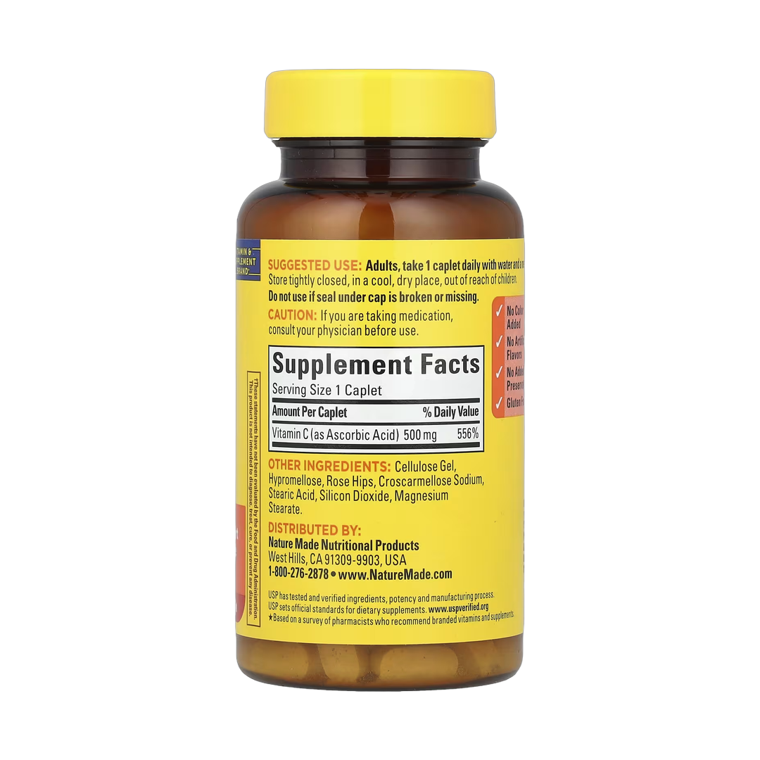 Nature Made, Vitamin C with Rose Hips, 500 mg, 130 Caplets
