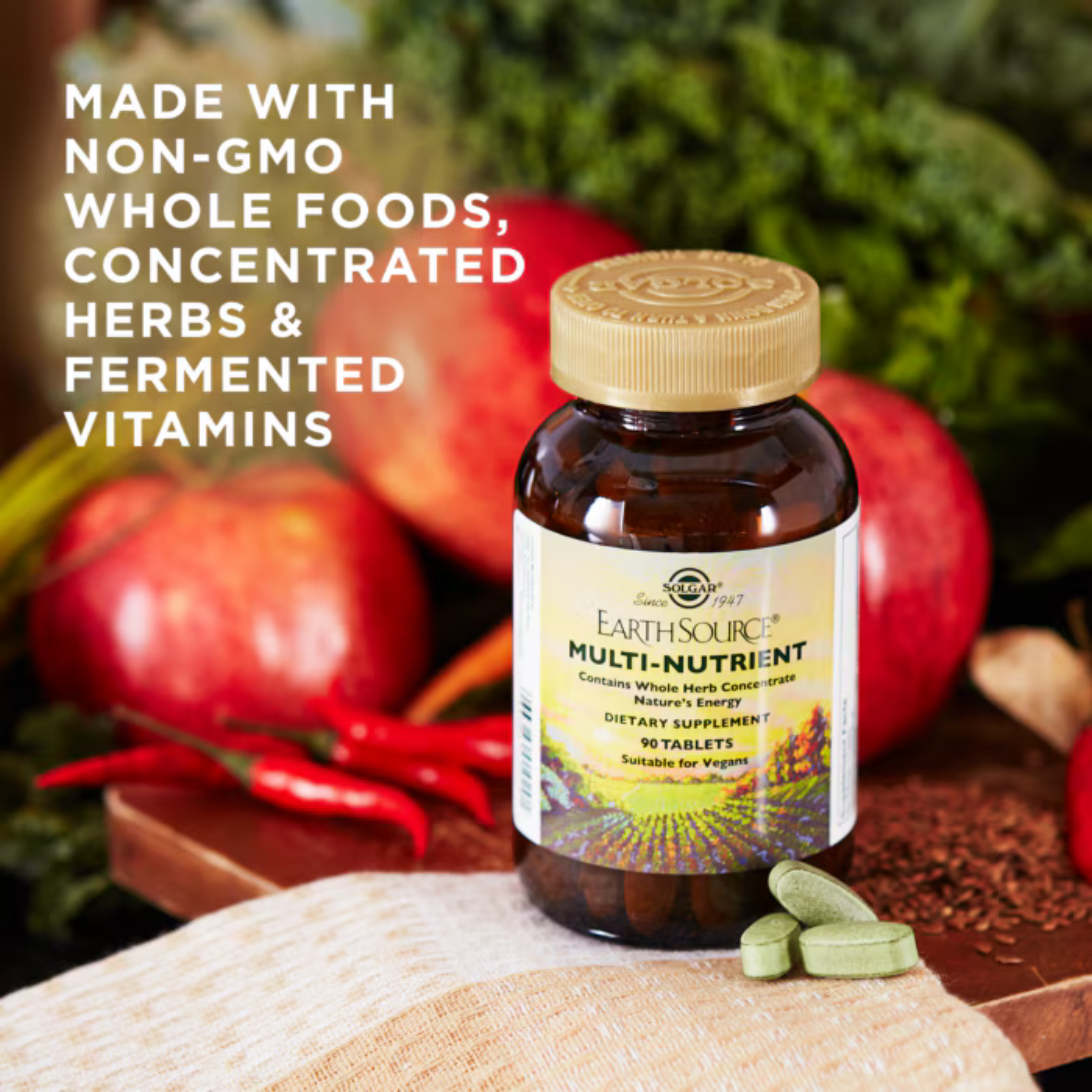 Solgar, Earth Source Multi-Nutrient Contains Whole Herb Concentrate & Plant-Based Ingredients, 90 Tablets