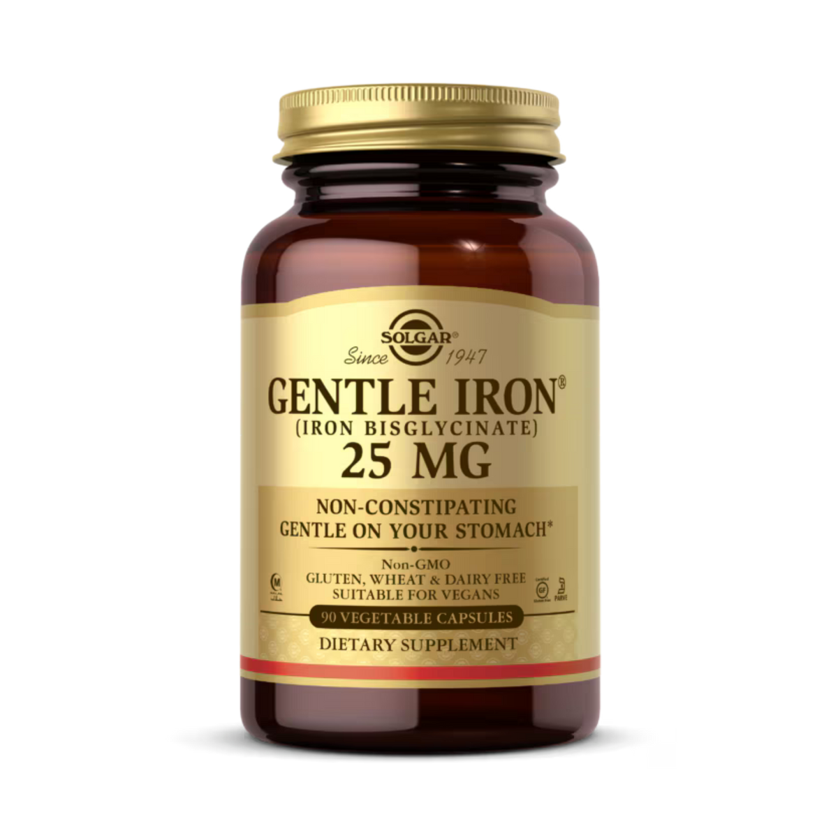 Solgar, Gentle Iron, 25 Mg, 90 Vegetable Capsules