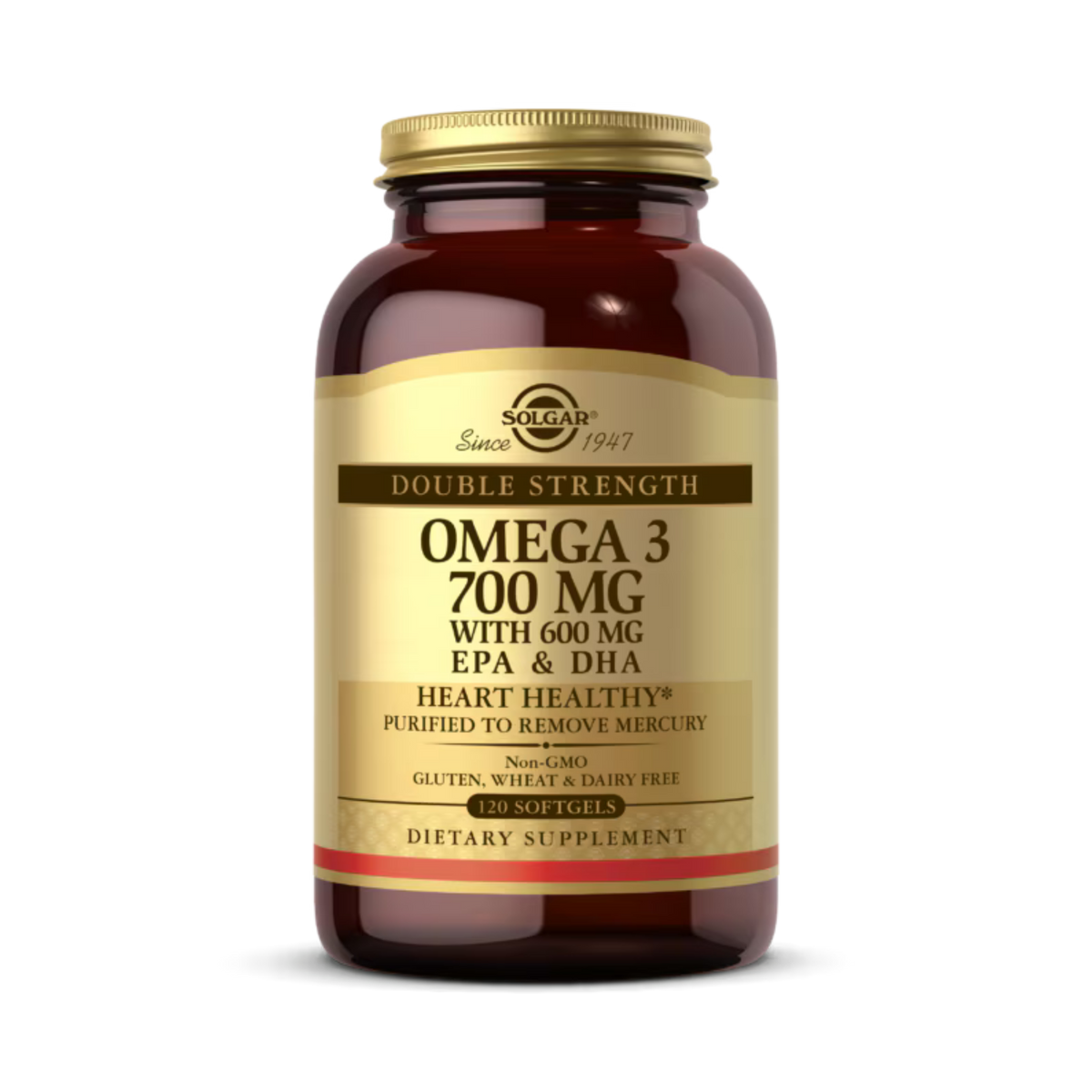 Solgar, Omega-3, EPA & DHA, Double Strength, 700 Mg, 120 Softgels