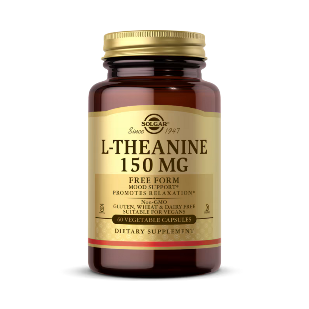 Solgar, L-Theanine, Free Form, 150 Mg, 60 Vegetable Capsules