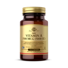 Solgar, Dry Vitamin A, 1,500 Mcg (5,000 IU), 100 Tablets
