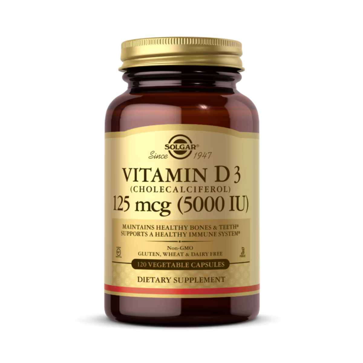 Solgar, Vitamin D3, 125 Mcg (5,000 IU), 120 Vegetable Capsules