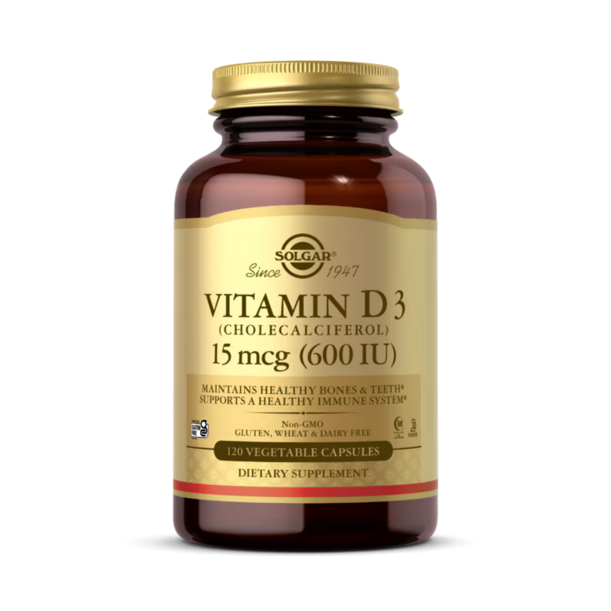 Solgar, Vitamin D3 (Cholecalciferol), 15 Mcg (600 IU), 120 Vegetable Capsules