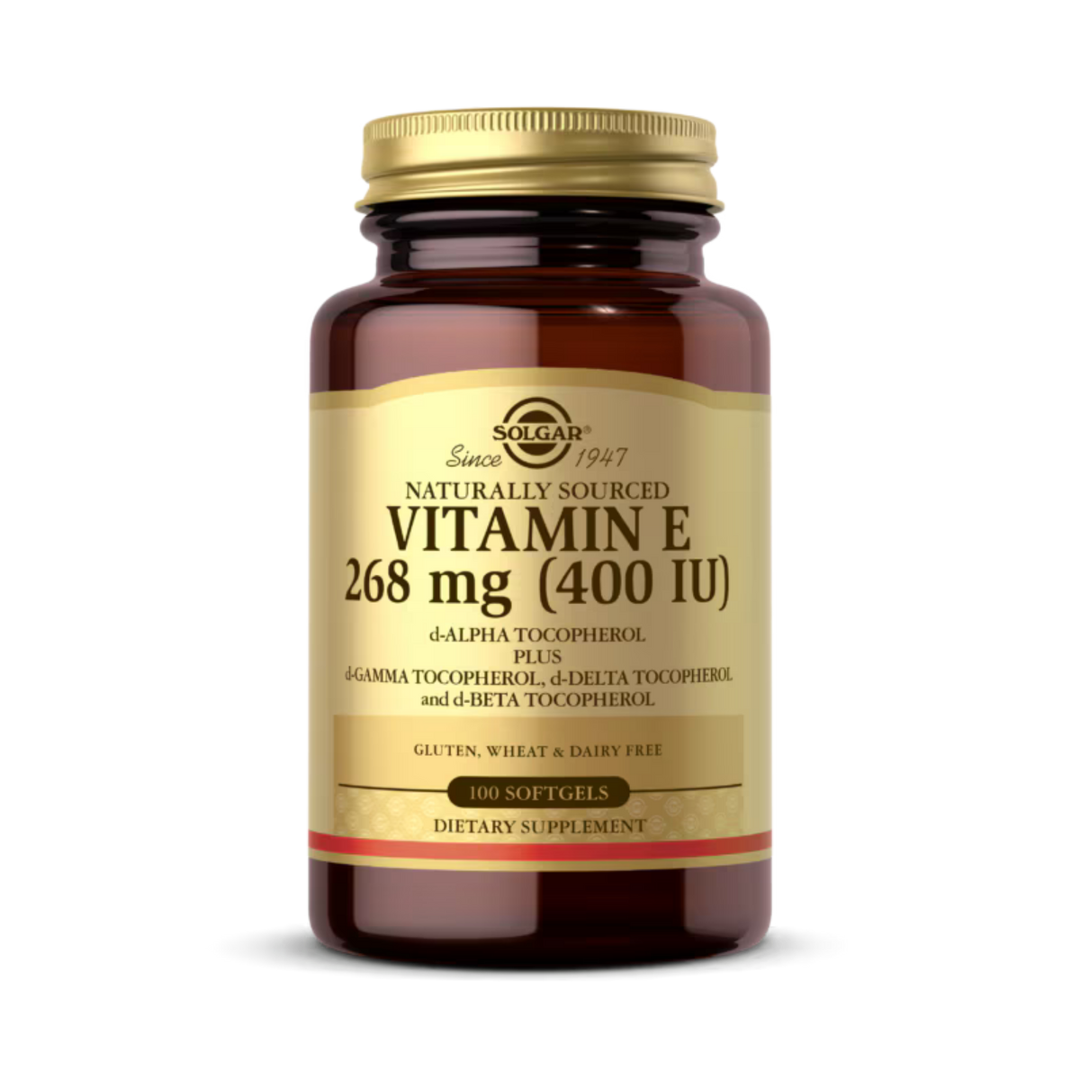 Solgar, Naturally Sourced Vitamin E, 268 Mg (400 IU), 100 Softgels