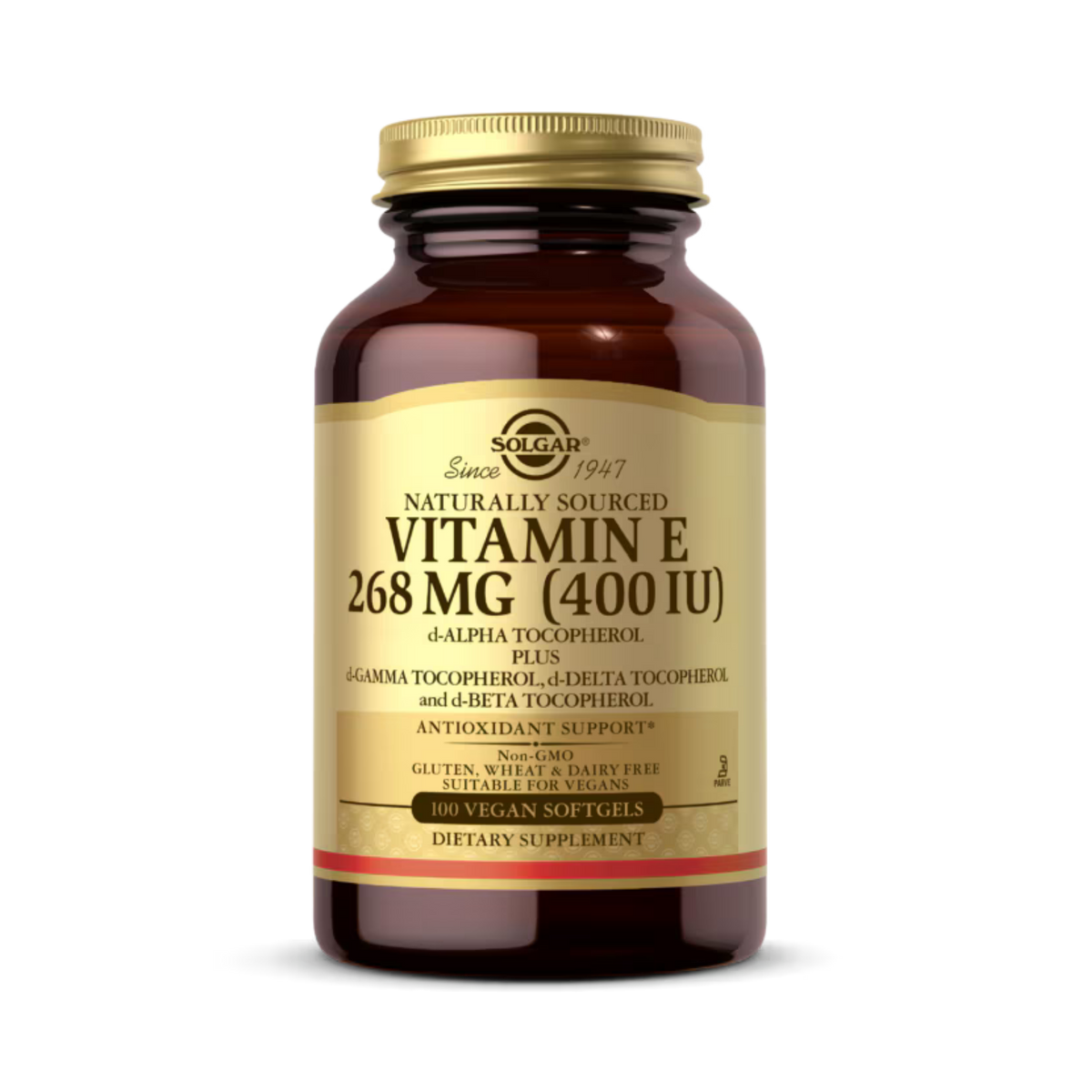 Solgar, Naturally Sourced Vitamin E, 268 Mg (400 IU), 100 Vegan Softgels