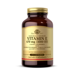 Solgar, Vitamin E, d-Alpha Tocopherol Plus d-Gamma Tocopherol, d-Delta Tocopherol and d-Beta Tocopherol, 670 Mg (1,000 IU), 100 Softgels