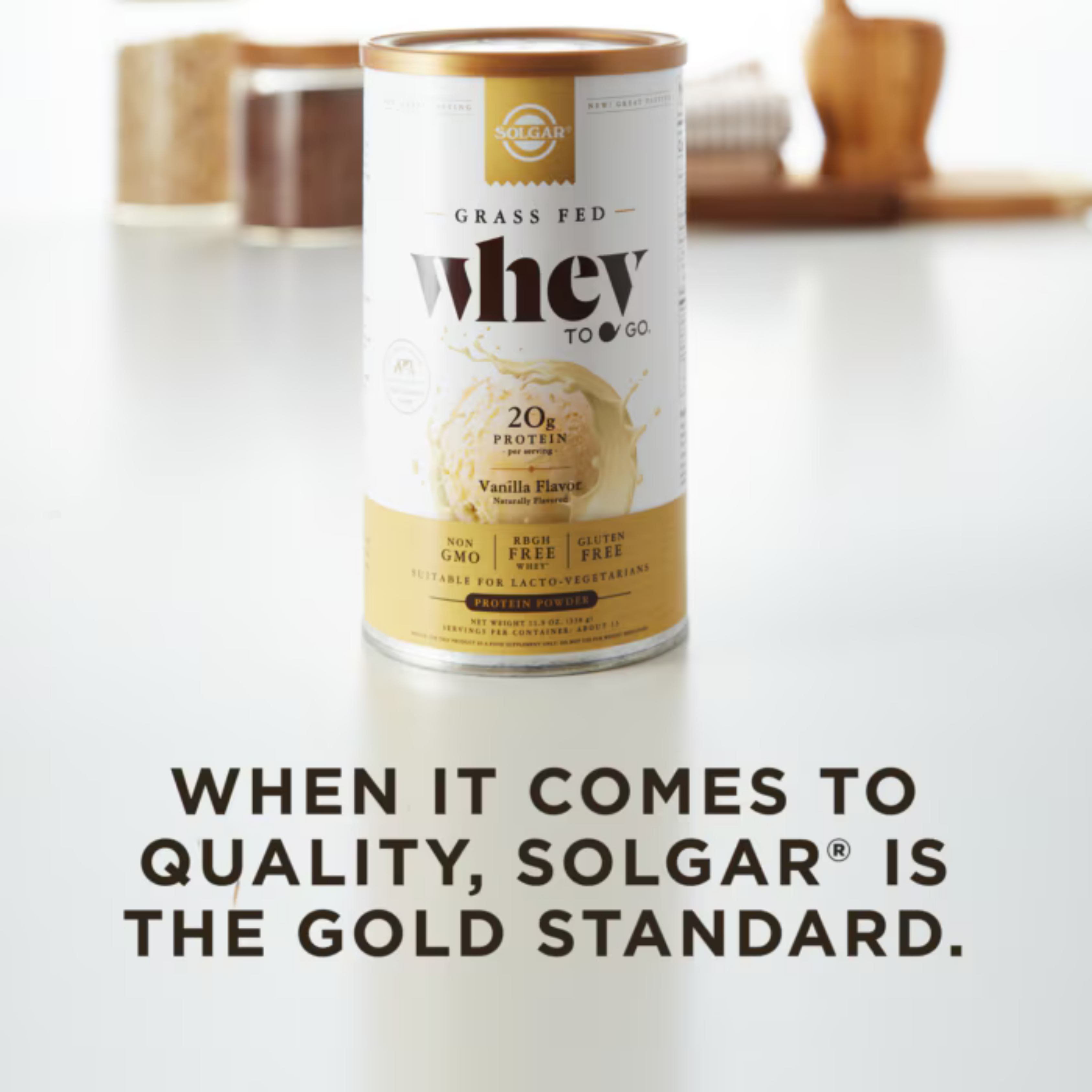 Solgar, Grass Fed Whey To Go, Protein Powder, Vanilla, 11.9 Oz (338 g)
