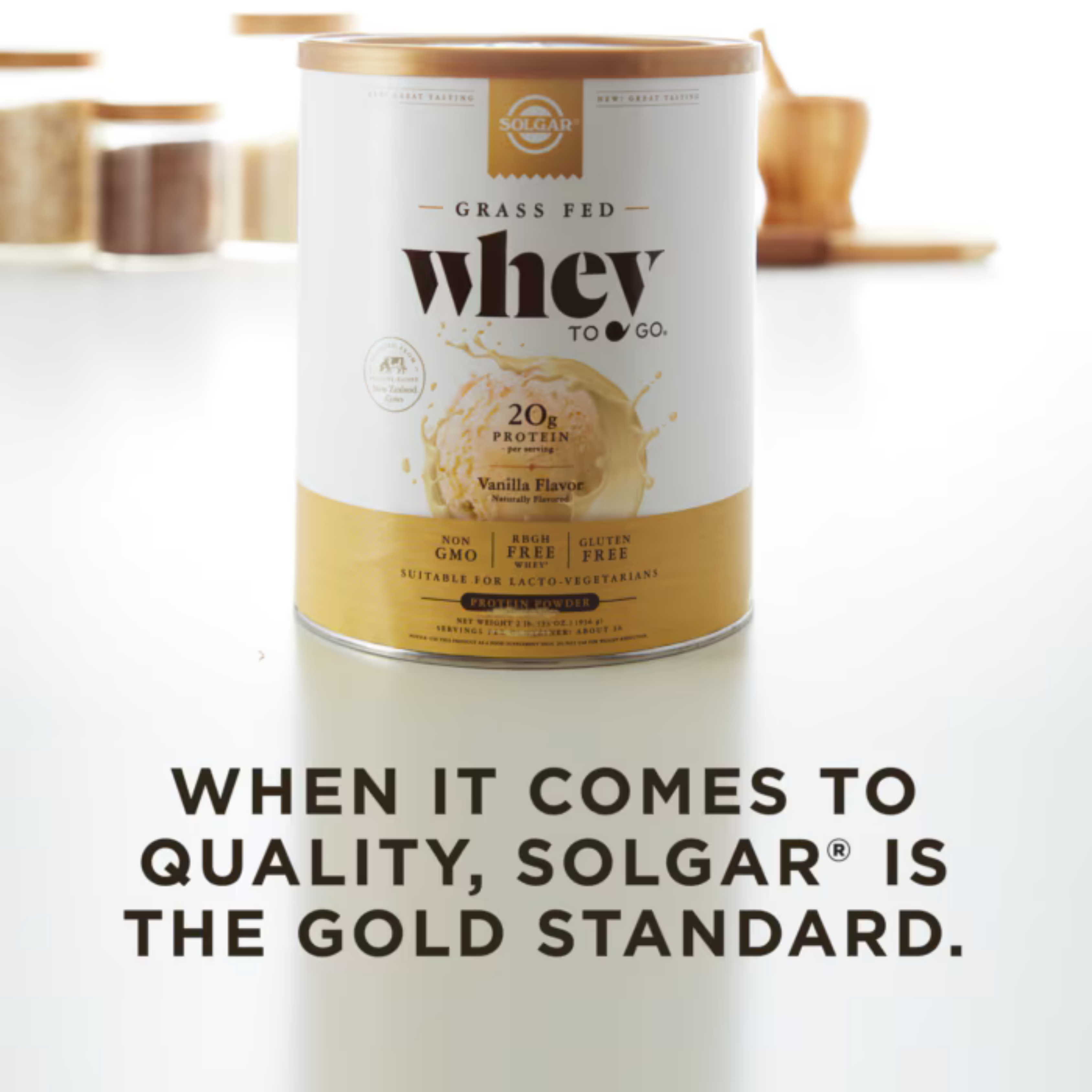 Solgar, Grass Fed Whey To Go, Protein Powder, Vanilla, 2 Lb (936 g)