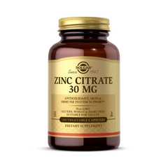 Solgar, Zinc Citrate, 30 Mg, 100 Vegetable Capsules