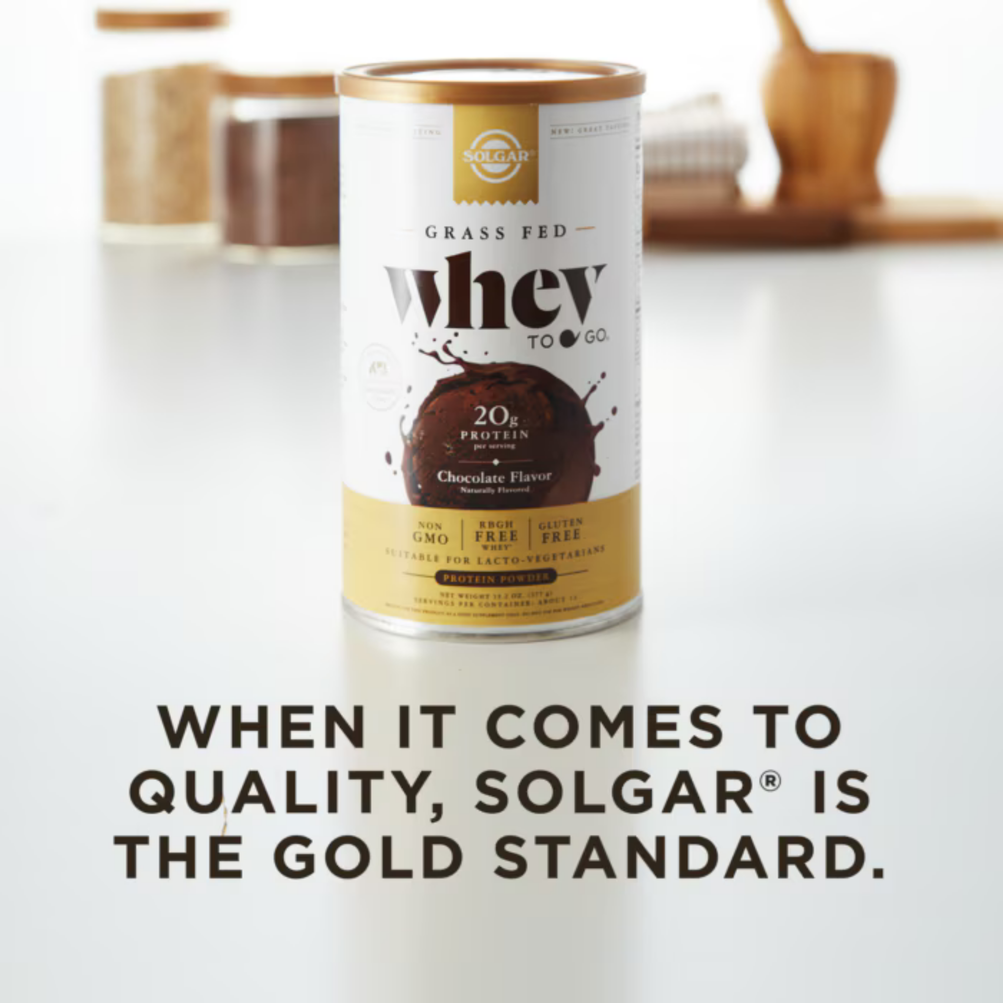 Solgar, Grass Fed Whey To Go, Protein Powder, Chocolate, 13.2 Oz (377 g)
