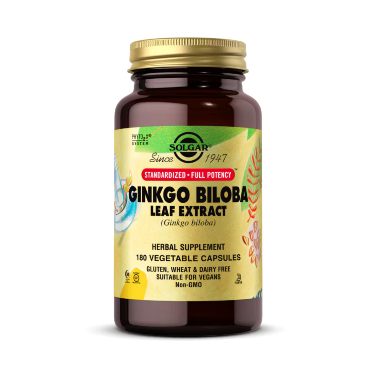 Solgar, Ginkgo Biloba Leaf Extract, 180 Vegetable Capsules
