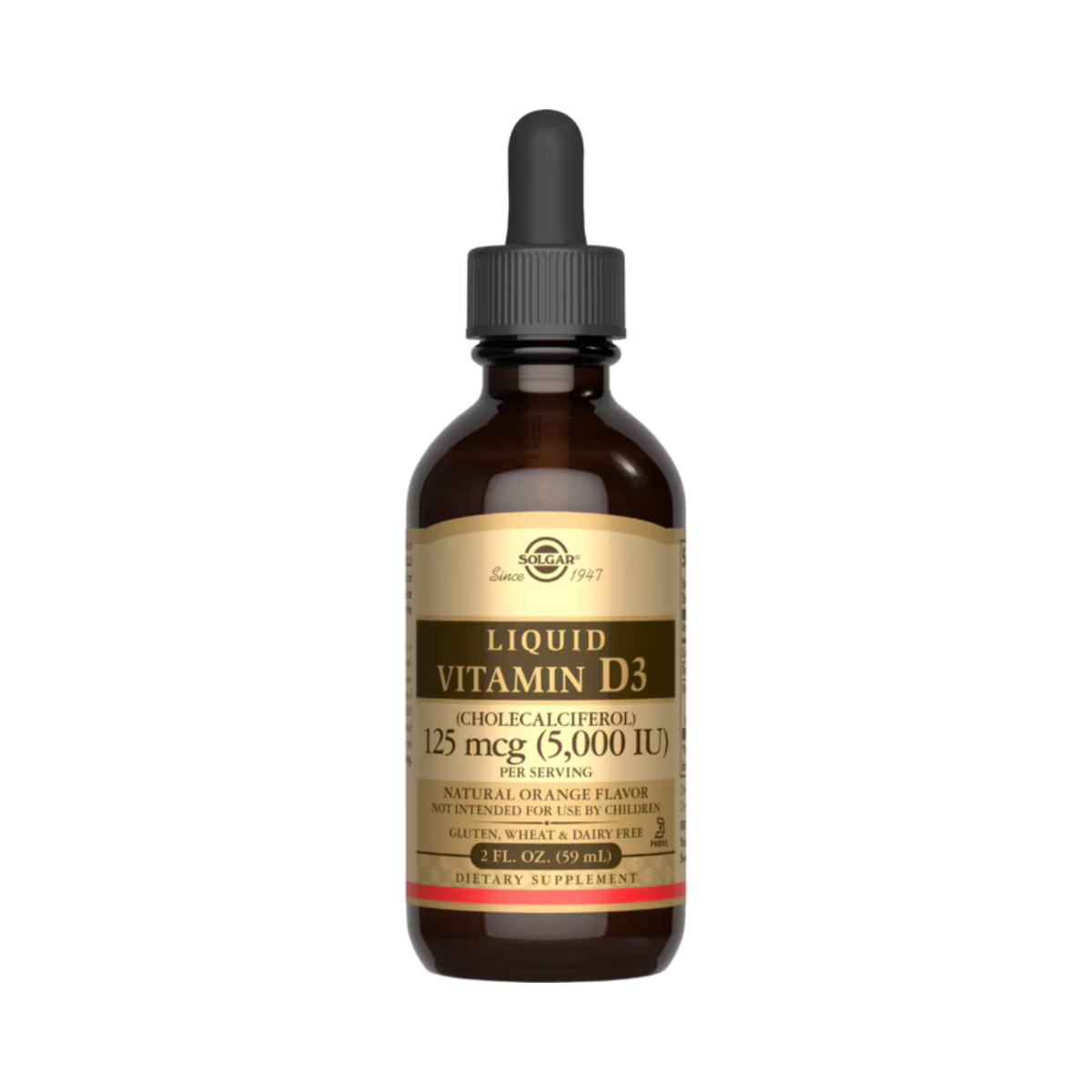 Solgar, Liquid Vitamin D3, Natural Orange , 125 Mcg (5,000 IU), 2 Fl Oz