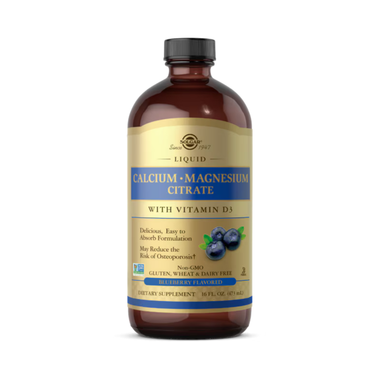 Solgar, Calcium Magnesium Citrate Liquid with Vitamin D3, Blueberry, 16 Fl Oz