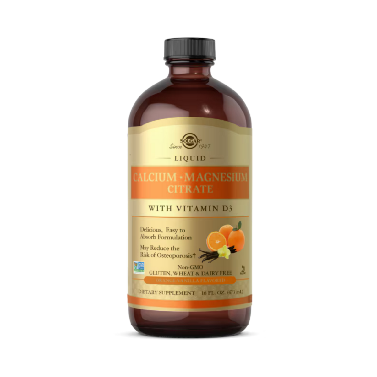 Solgar, Liquid Calcium Magnesium Citrate with Vitamin D3, Orange-Vanilla, 16 Fl Oz