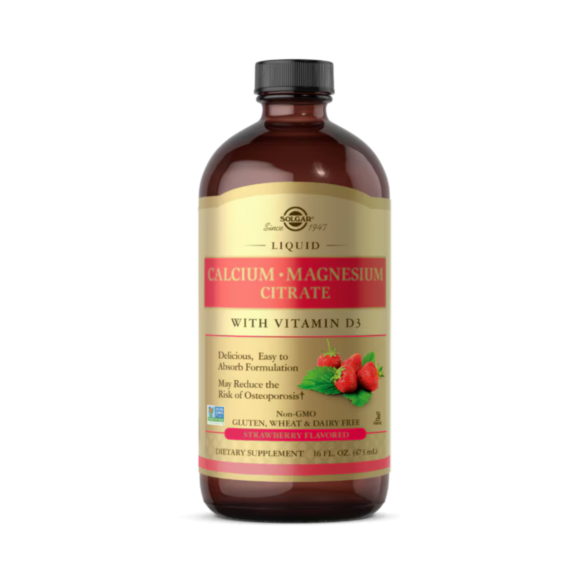 Solgar, Liquid Calcium Magnesium Citrate with Vitamin D3, Strawberry, 16 Fl Oz