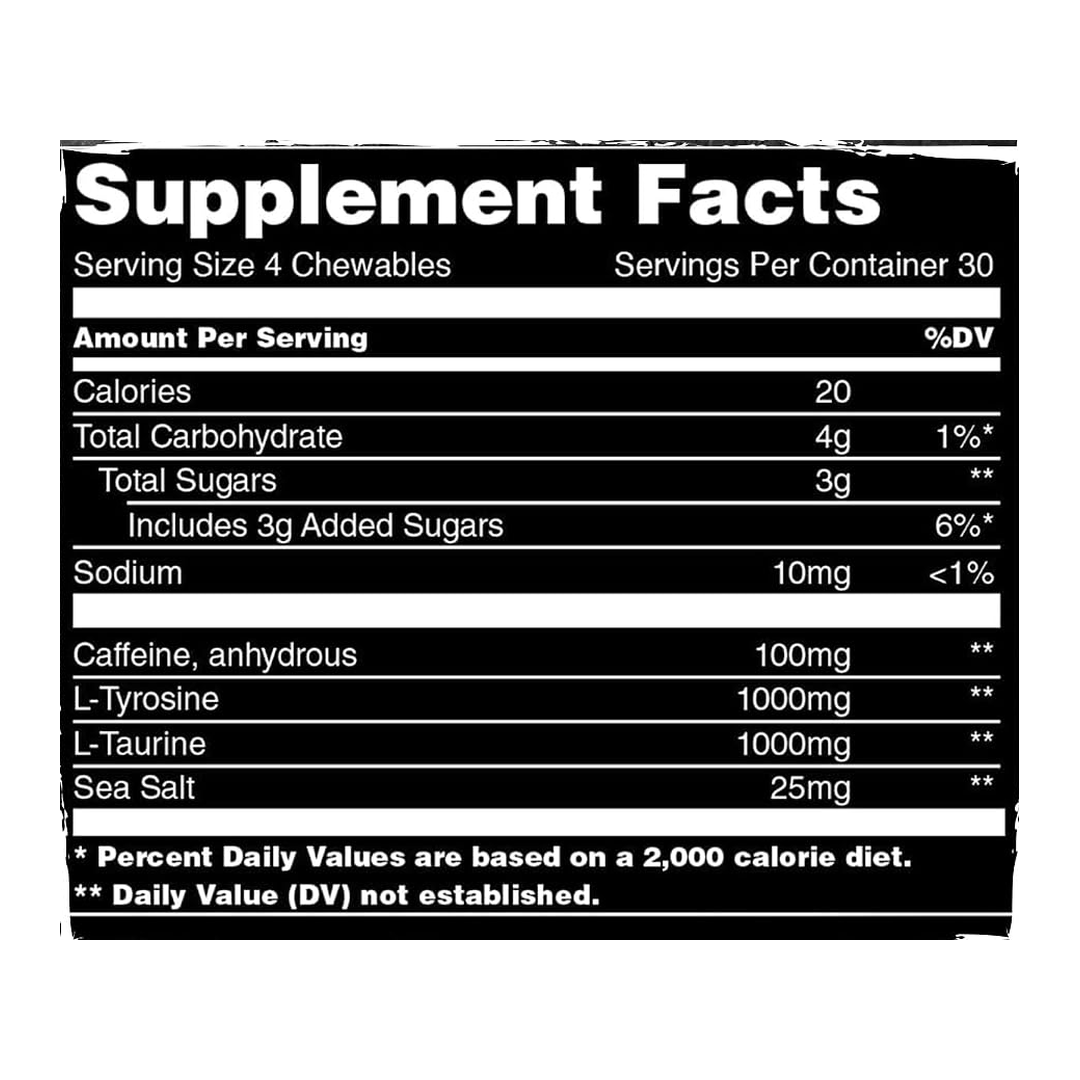 Animal, Energy Chews, Fast Acting Energy with Caffeine, Mango, 120 Chewable Tablets