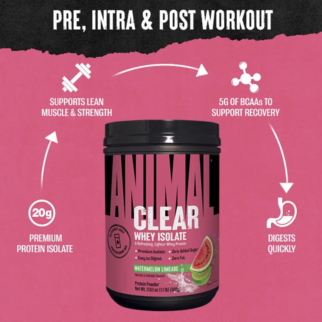 Animal, Clear Whey Isolate, Watermelon Limeade, 1.1 lb (500 g)