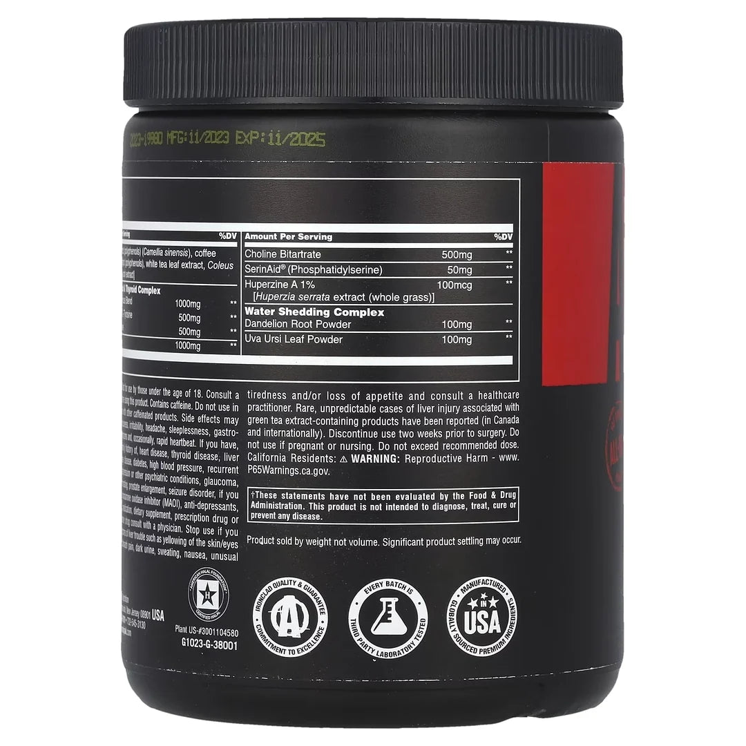 Animal, Advanced Cuts® Powder, Blue Ice Pop, 8.2 oz (235.2 g)
