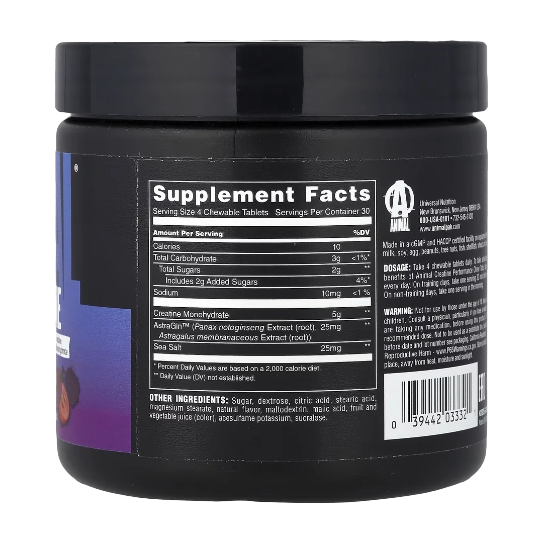 Animal, Creatine Chews, Grape, 120 Chewable Tablets