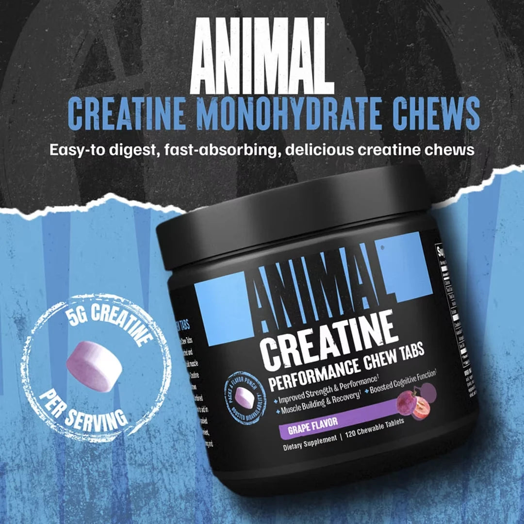 Animal, Creatine Chews, Grape, 120 Chewable Tablets
