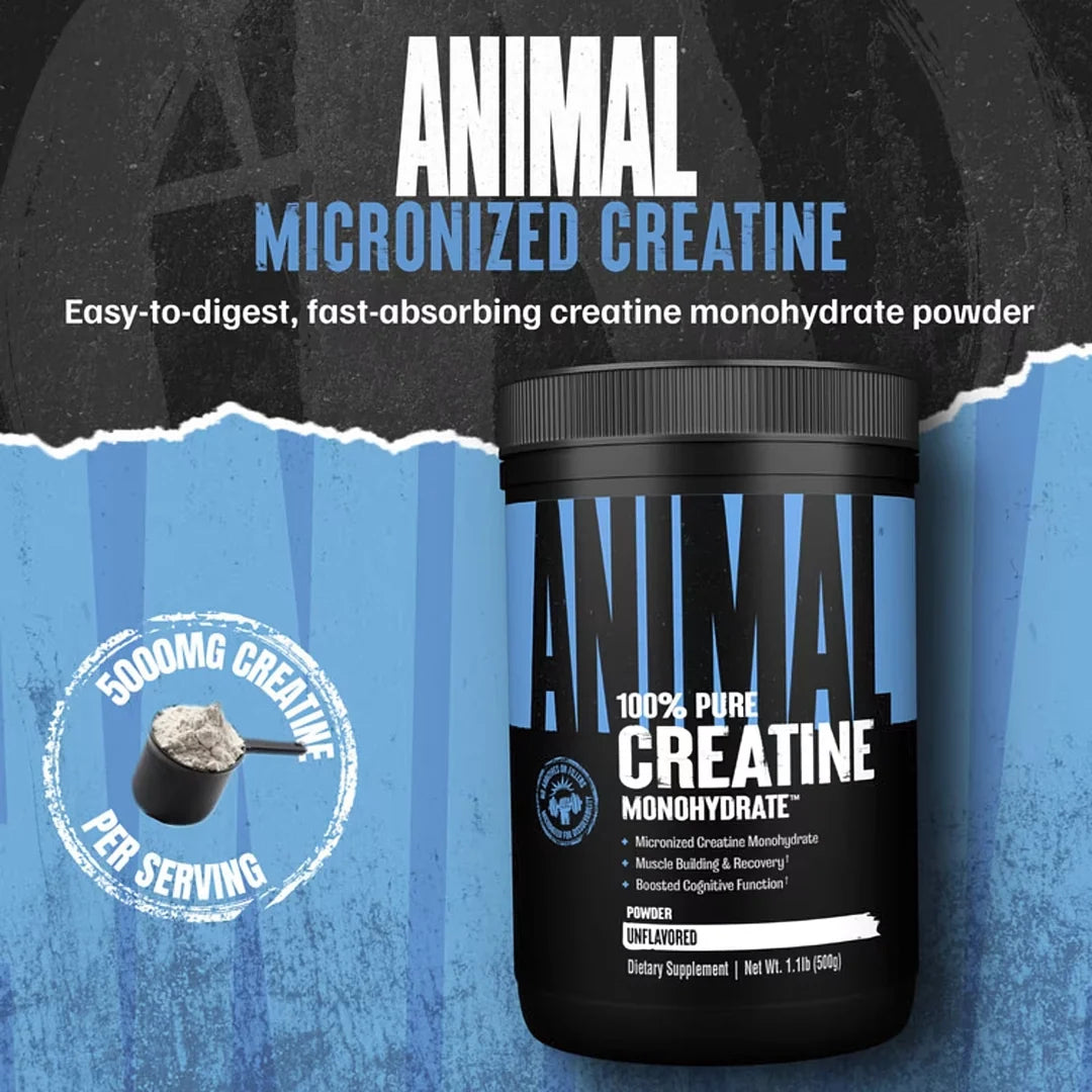 Animal, 100% Pure Creatine Monohydrate™ Powder, Unflavored, 1.1 lb (500 g)