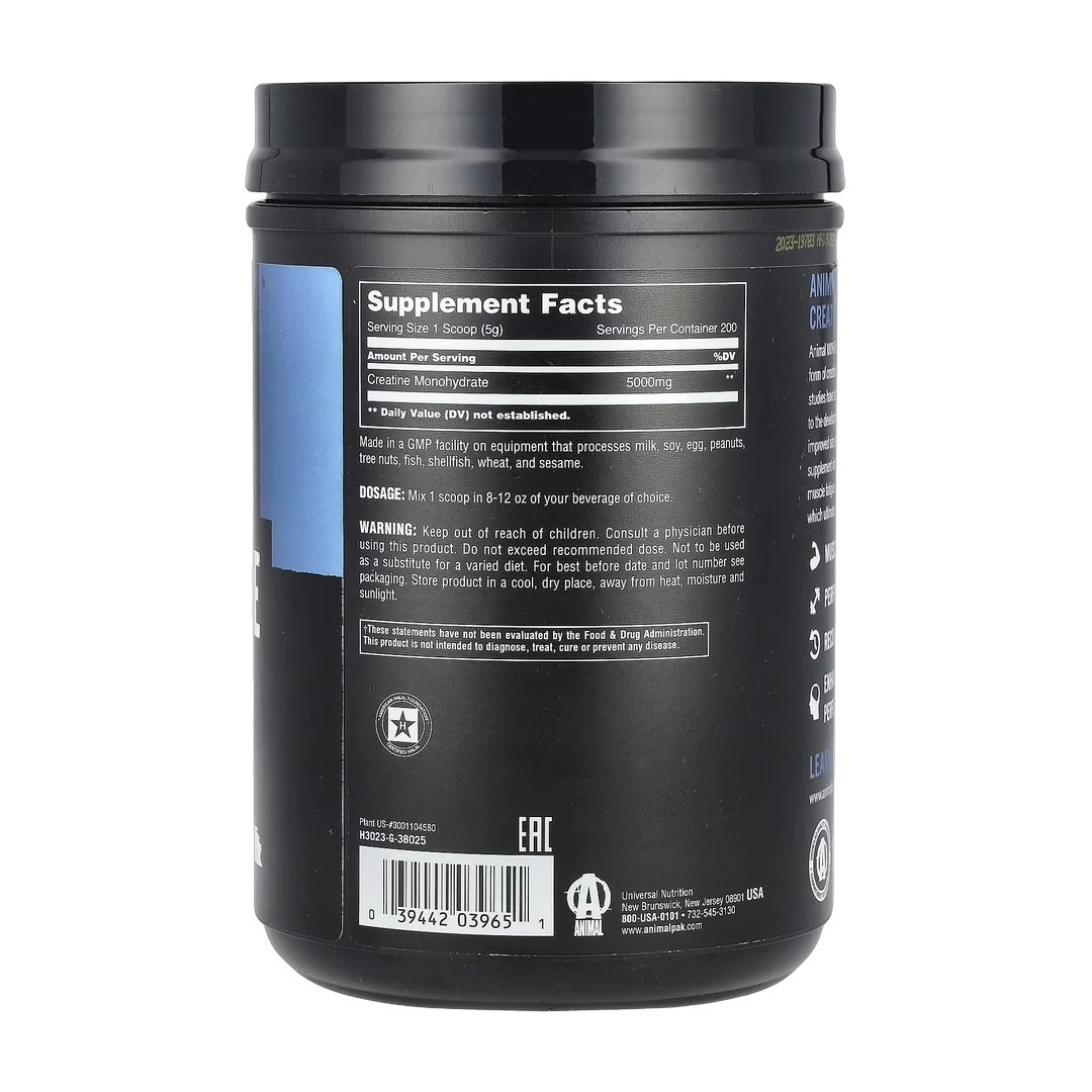 Animal, 100% Pure Creatine Monohydrate™ Powder, Unflavored, 2.2 lb (1 kg)