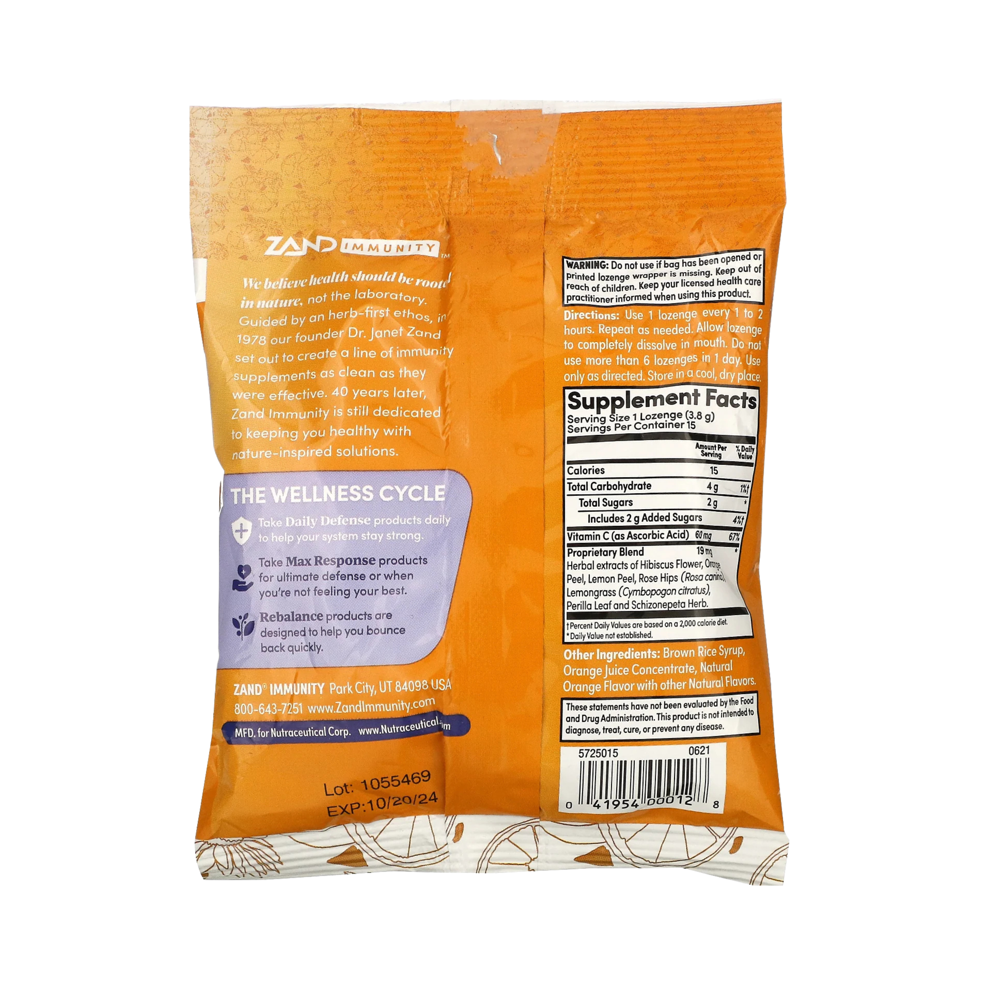 Zand, Immunity, HerbaLozenge Orange C, 15 Lozenges