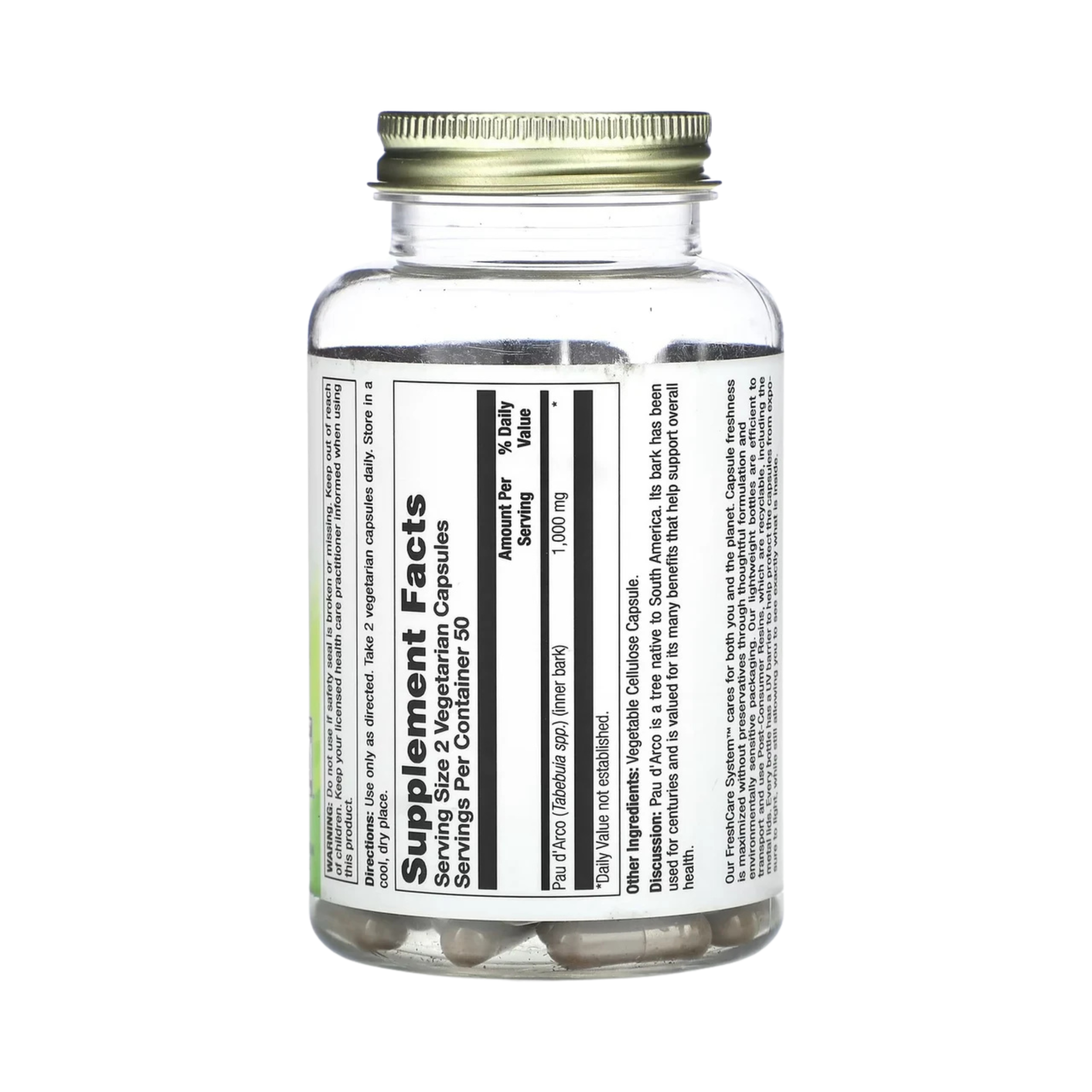 Nature's Life, Pau d' Arco Innerbark, 1000 Mg, 100 Vegetarian Capsules