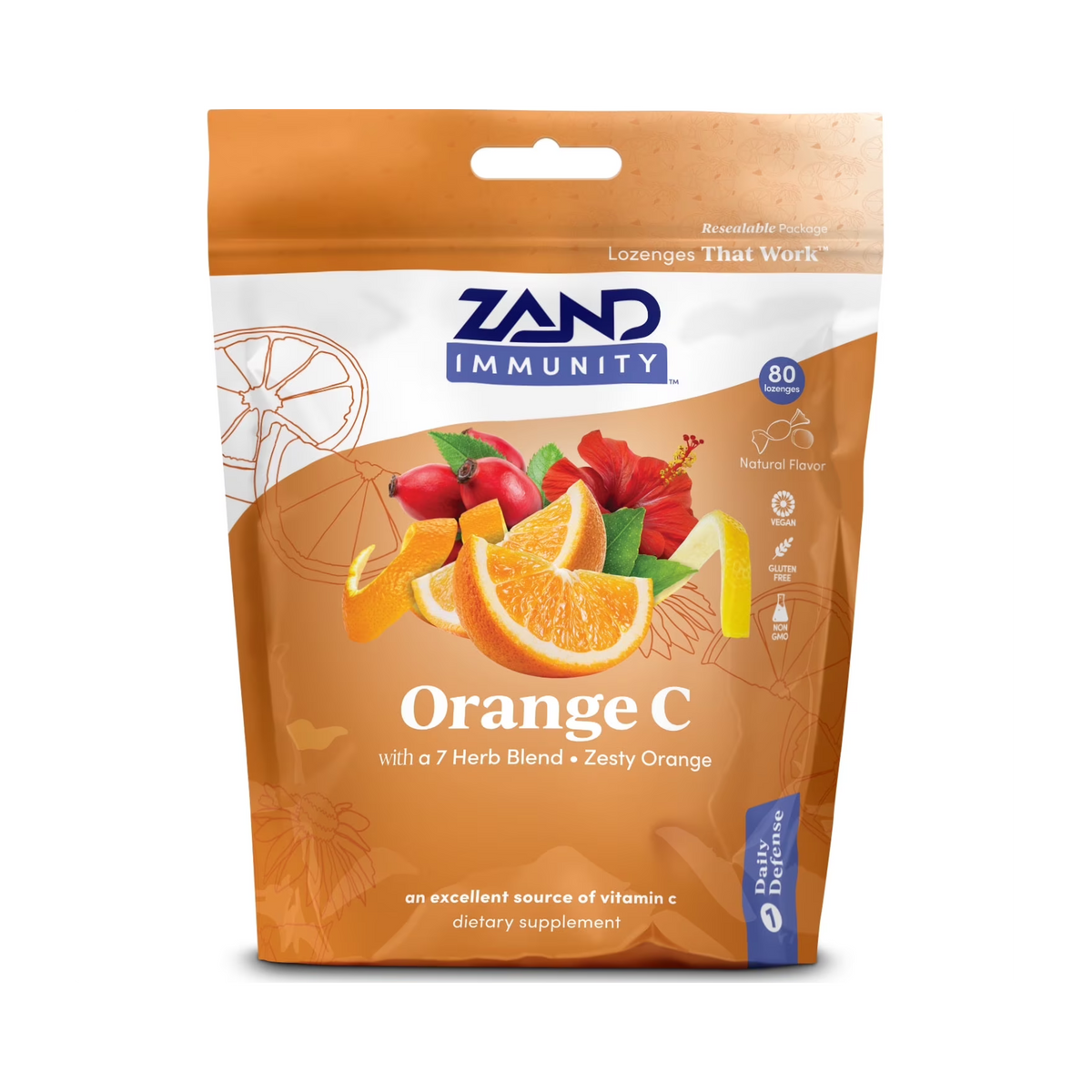 Zand, Immunity, HerbaLozenge Orange C, 80 Lozenges