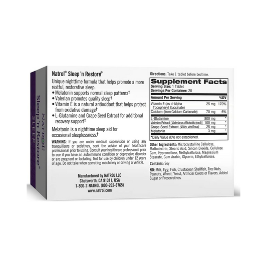 Natrol, Sleep N Restore, 20 Tablets