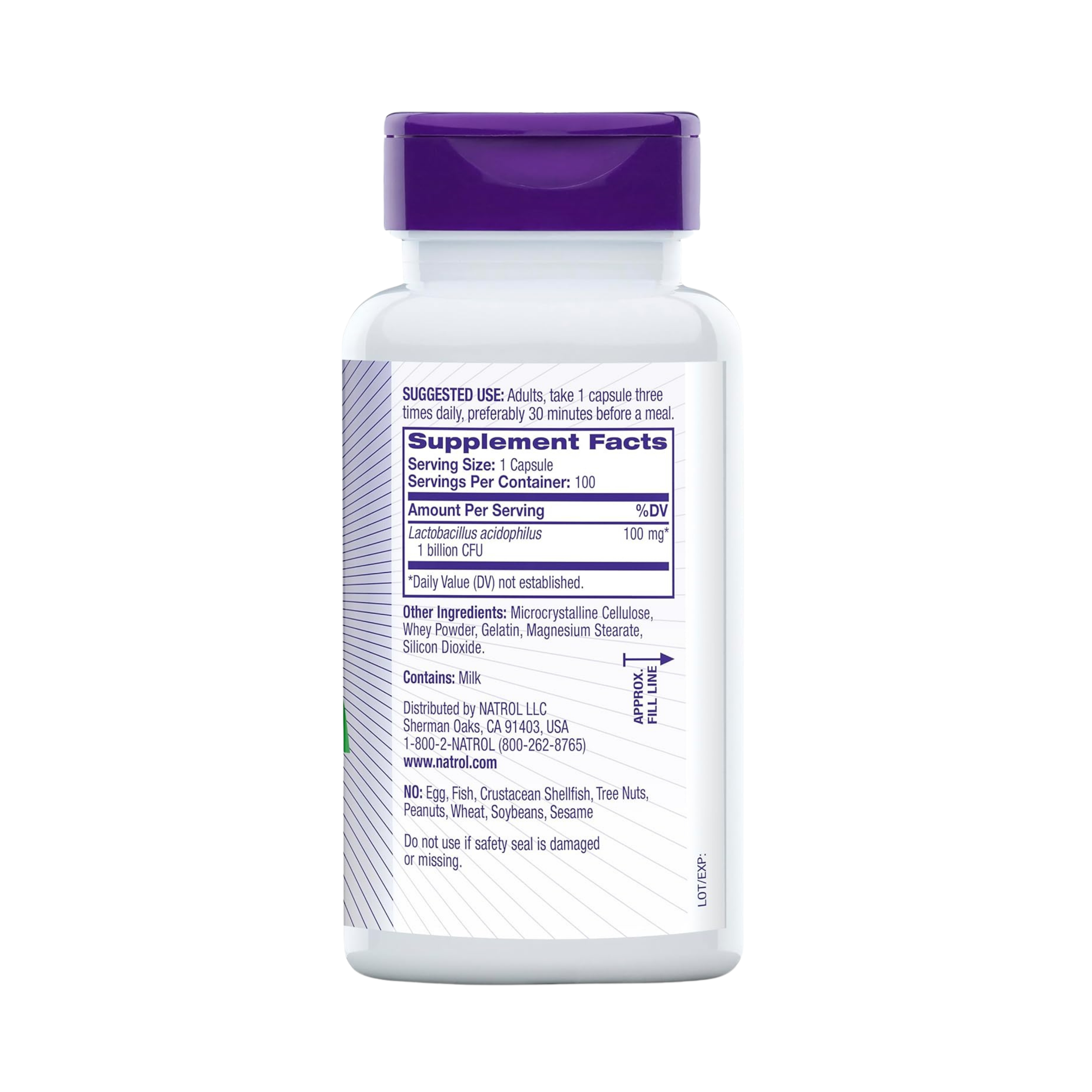 Natrol, Acidophilus Probiotic, Maintains a Healthy Digestive, 100 Capsules