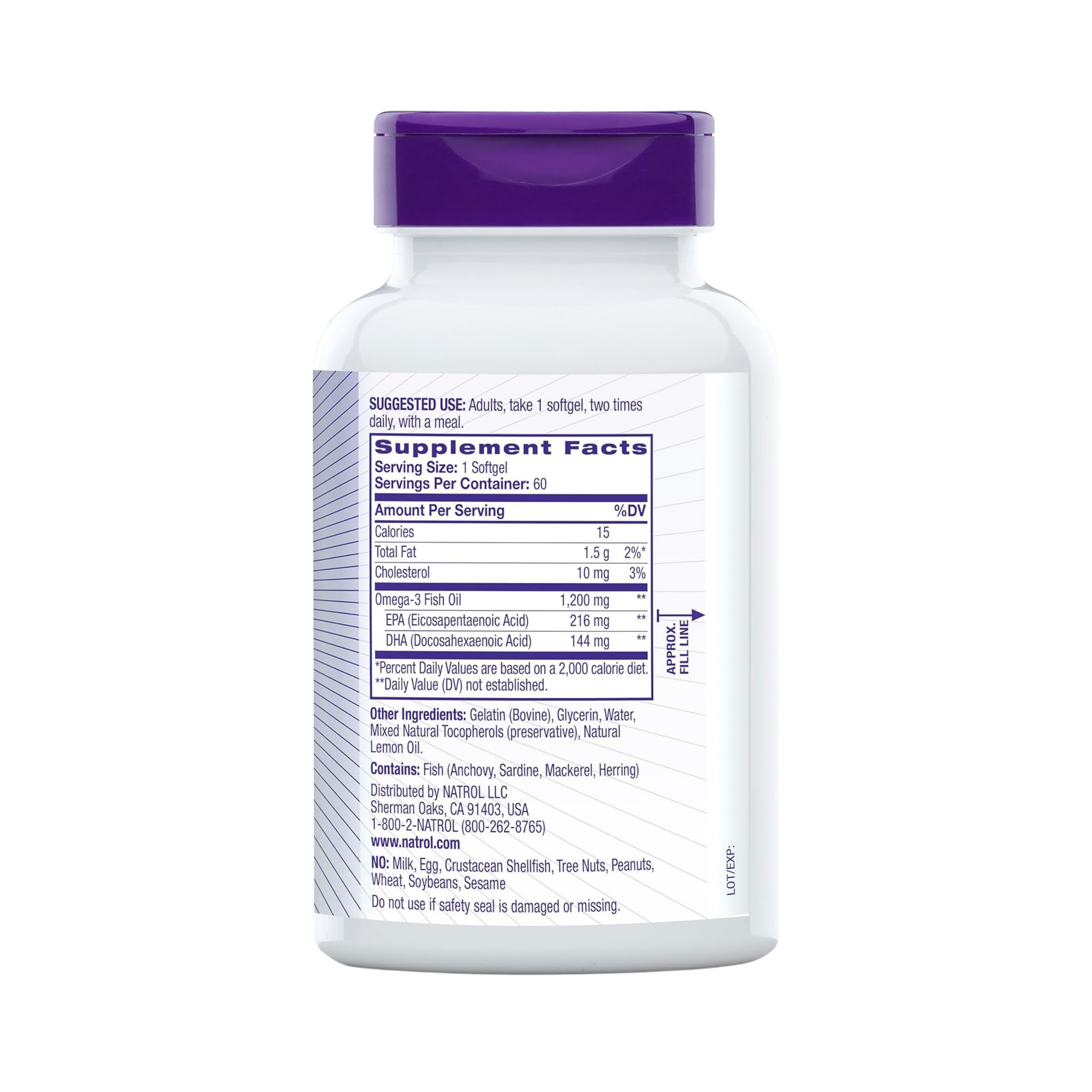 Natrol, Omega-3, 1200 mg Fish Oil, 60 Softgels