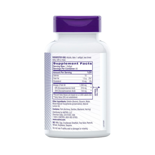 Natrol, Omega-3, 1200 mg Fish Oil, 60 Softgels