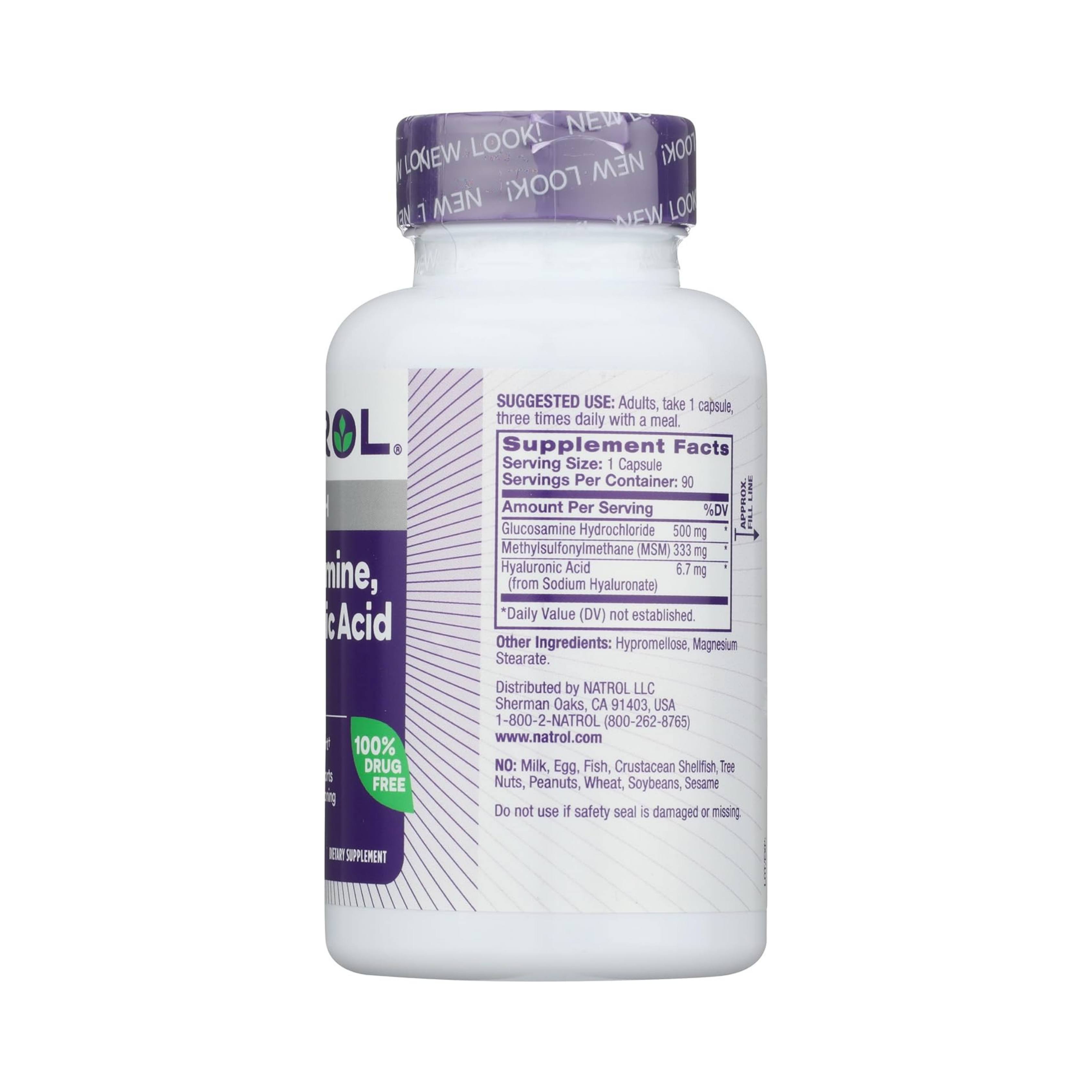 Natrol, Glucosamine, Hyaluronic Acid & MSM, 90 Capsules