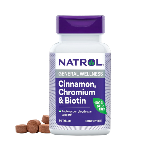 Natrol, Cinnamon, Chromium & Biotin, 60 Tablets