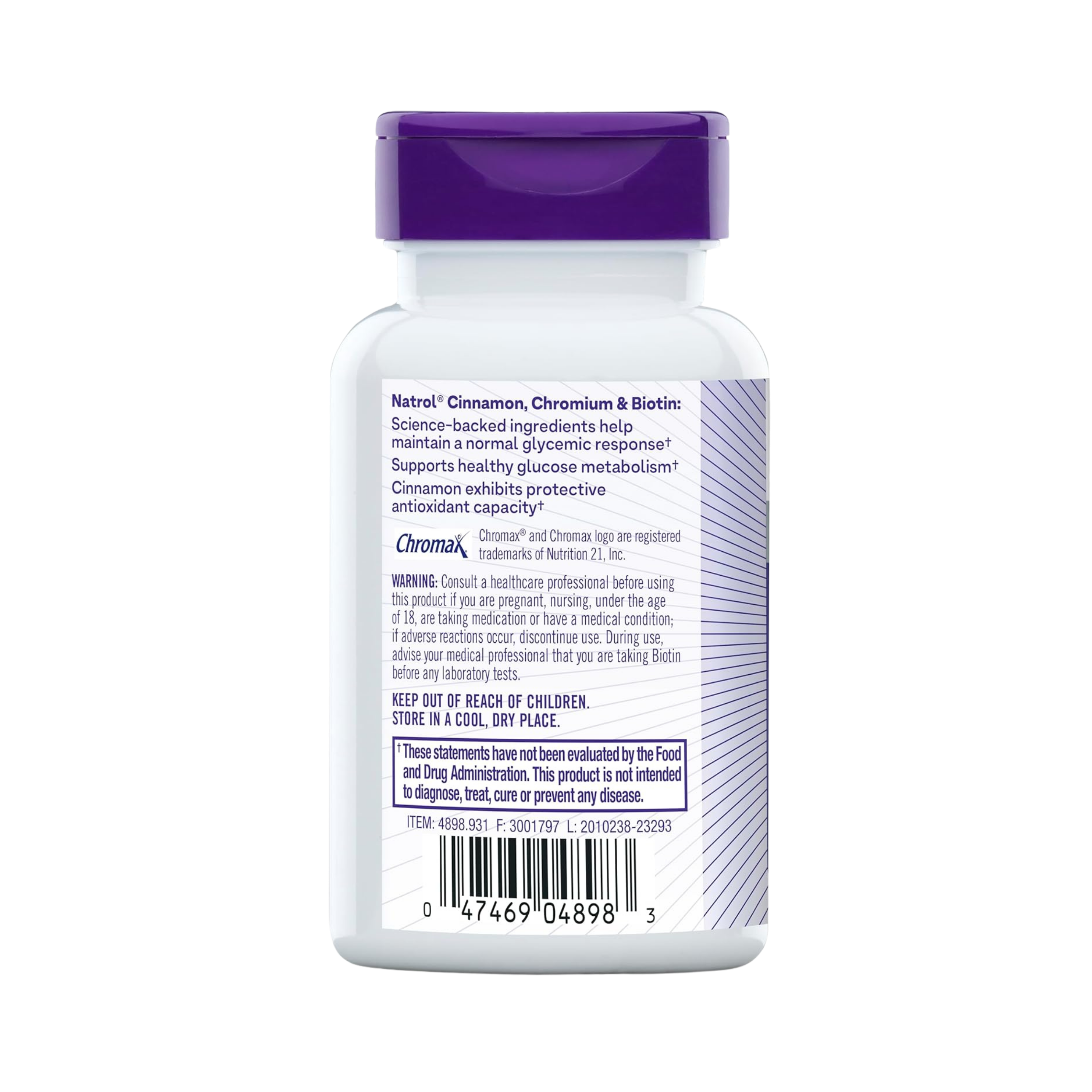 Natrol, Cinnamon, Chromium & Biotin, 60 Tablets