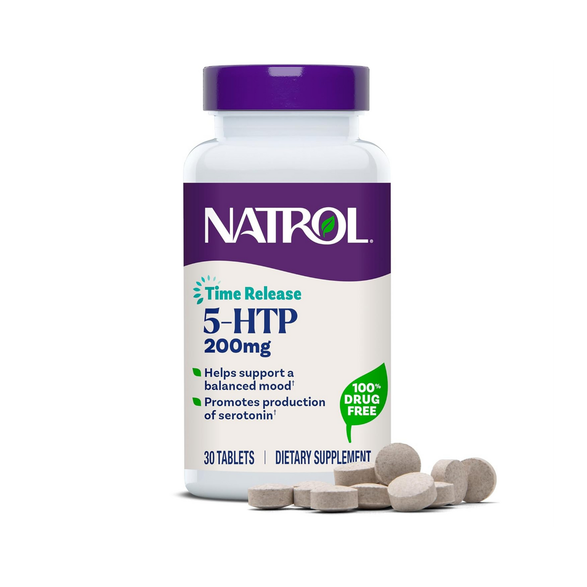 Natrol, 5-HTP Time Release, 200 mg, 30 Tablets