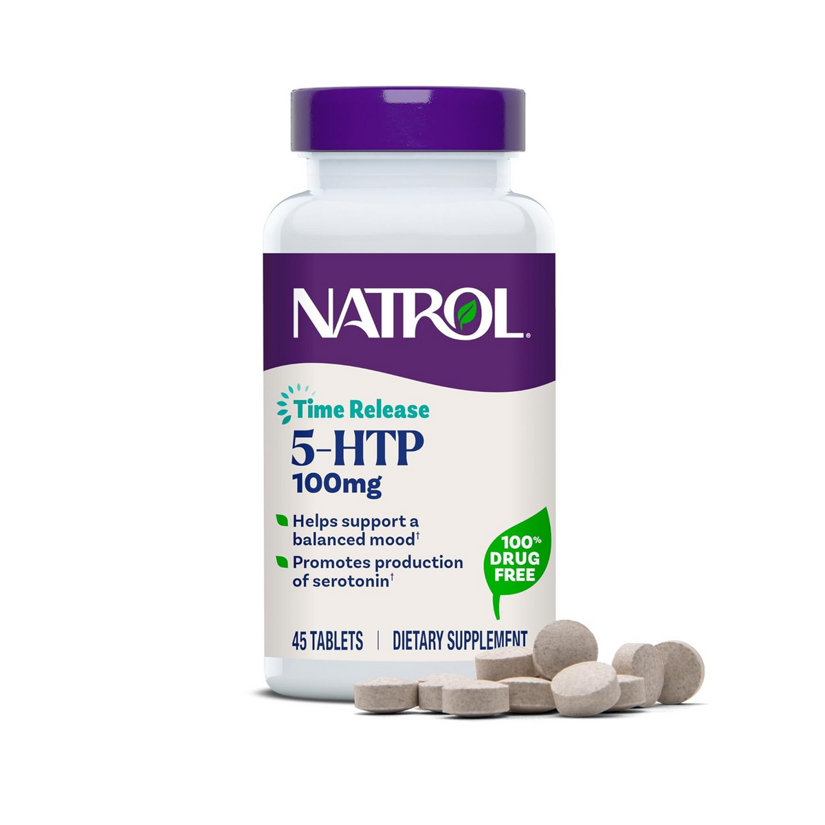 Natrol, 5-HTP, Time Release, 100 mg, 45 Tablets