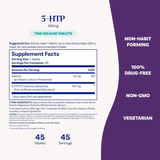 Natrol, 5-HTP, Time Release, 100 mg, 45 Tablets