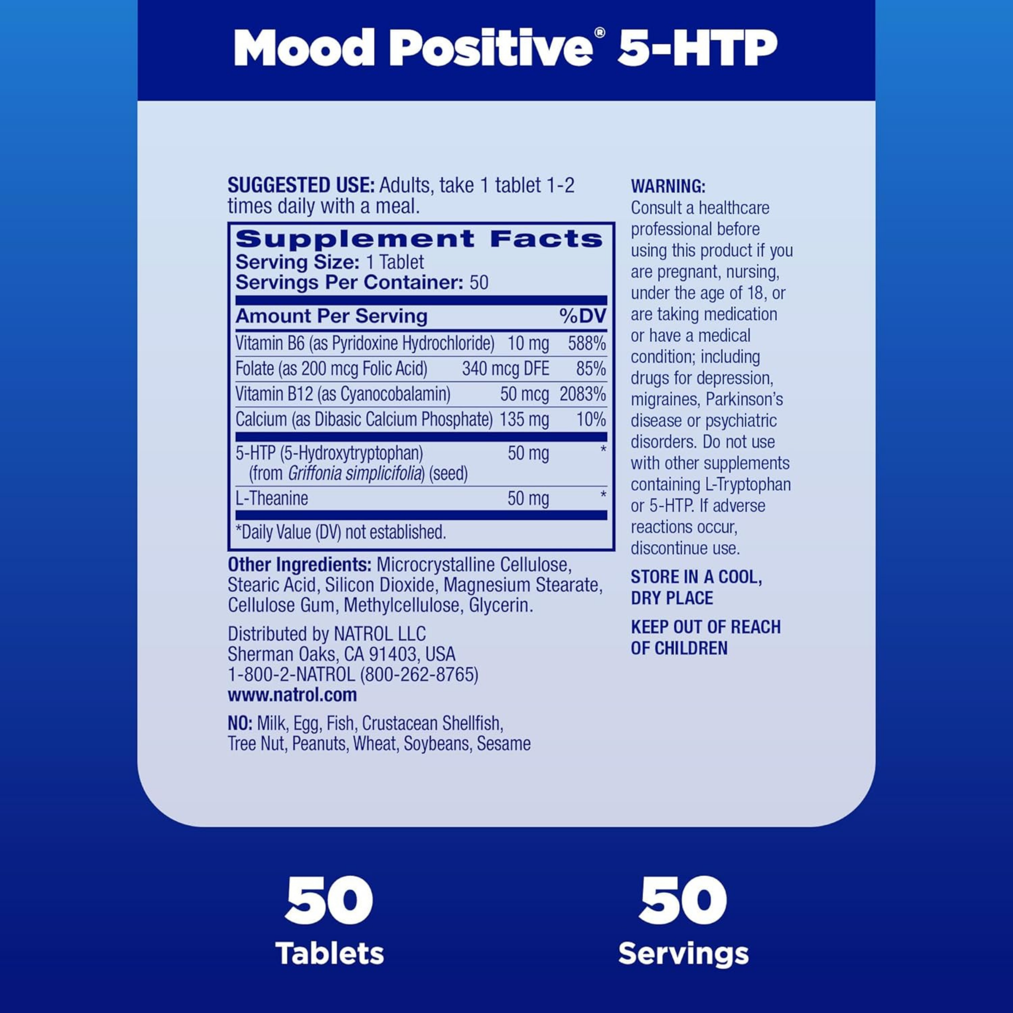 Natrol, Mood Positive 5-HTP, 50 Tablets