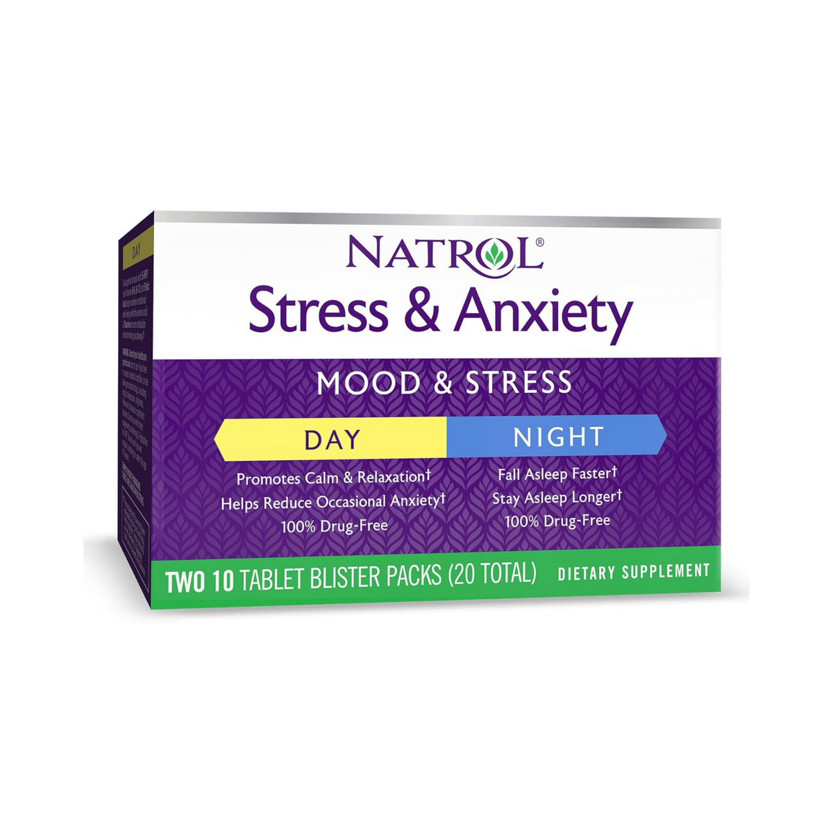 Natrol, Stress & Anxiety Day & Nite Formulas, 10+10 Tablets