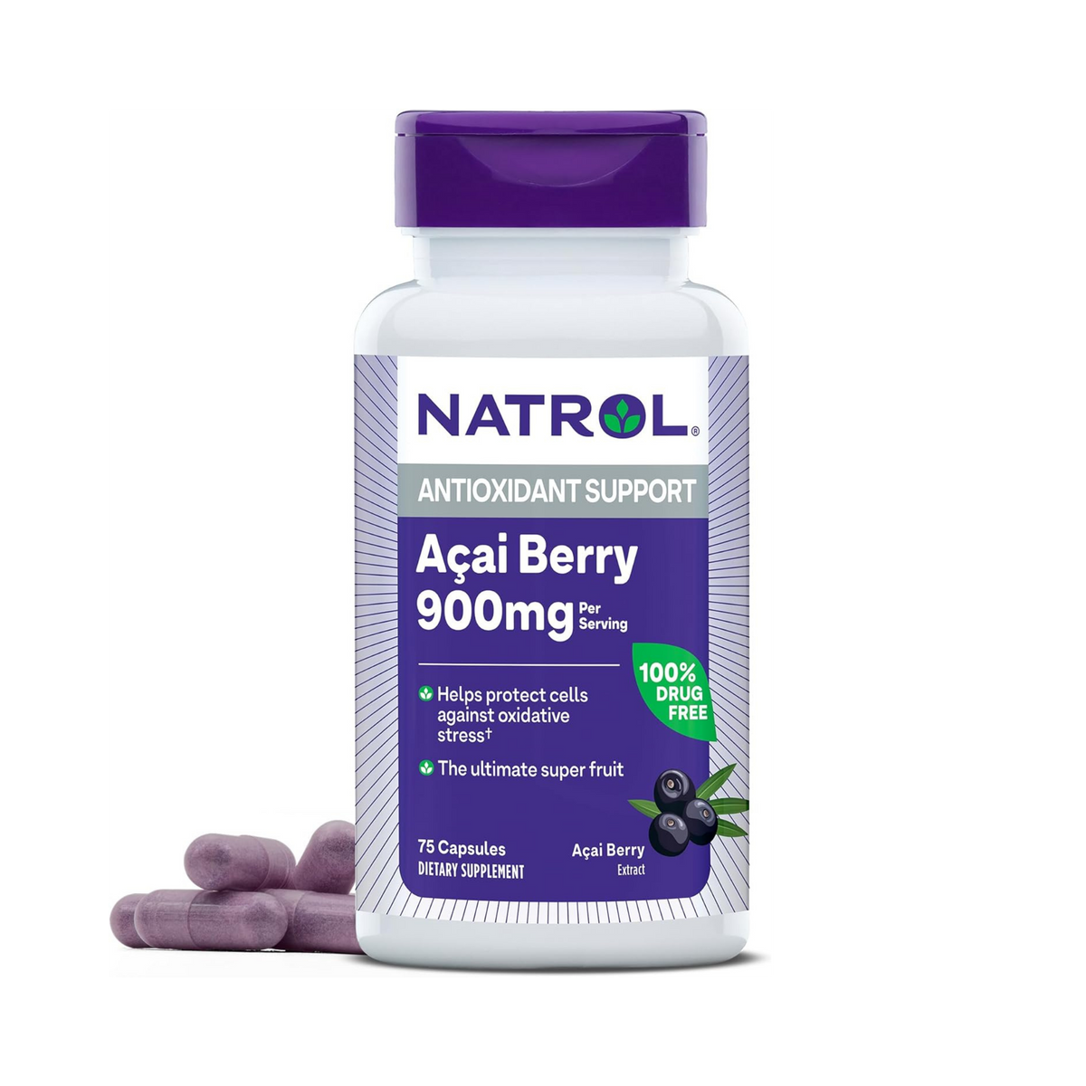 Natrol, Acai 900 mg, 75 Vegetarian Capsules