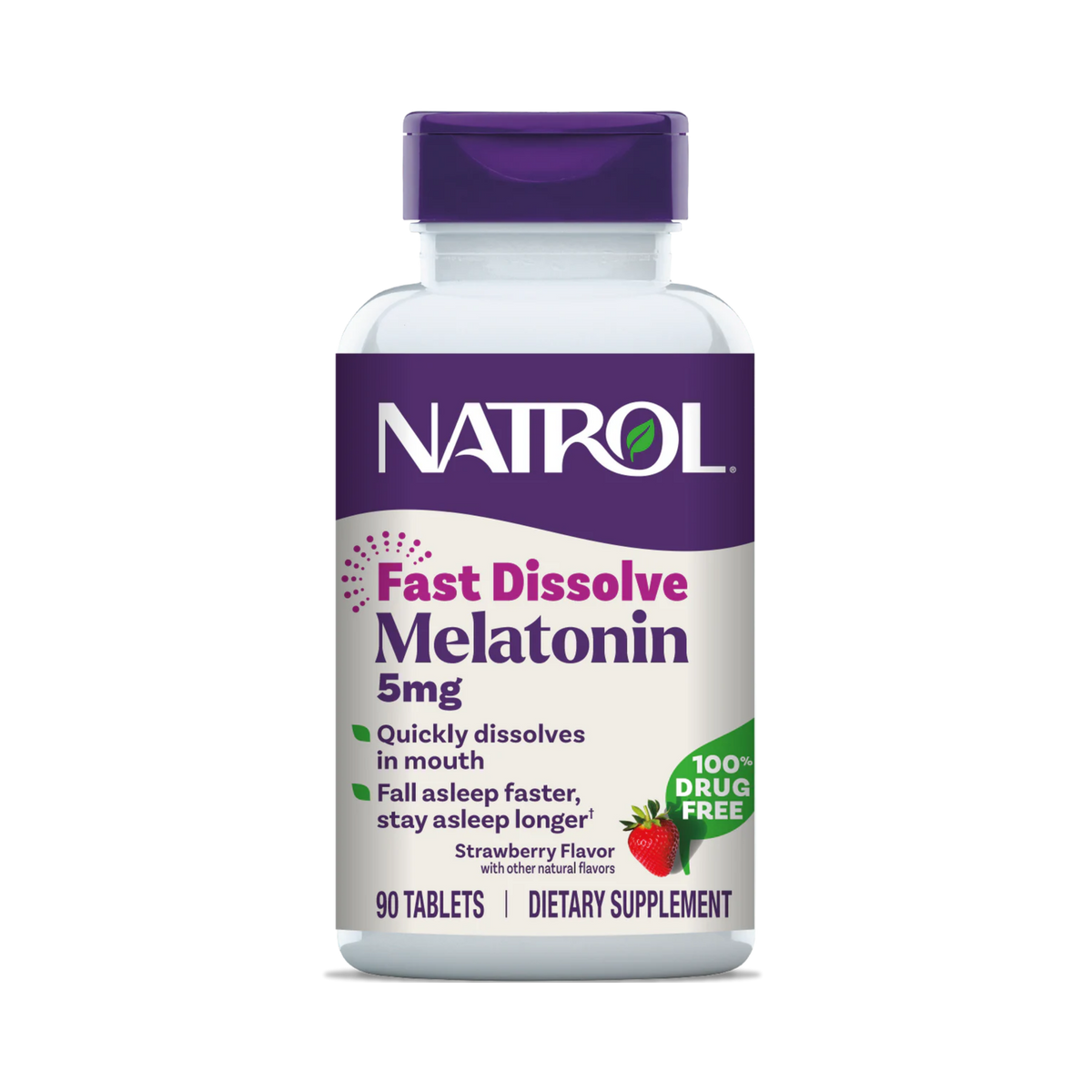 Natrol, Melatonin, Fast Dissolve, Strawberry, 5 mg, 90 Tablets