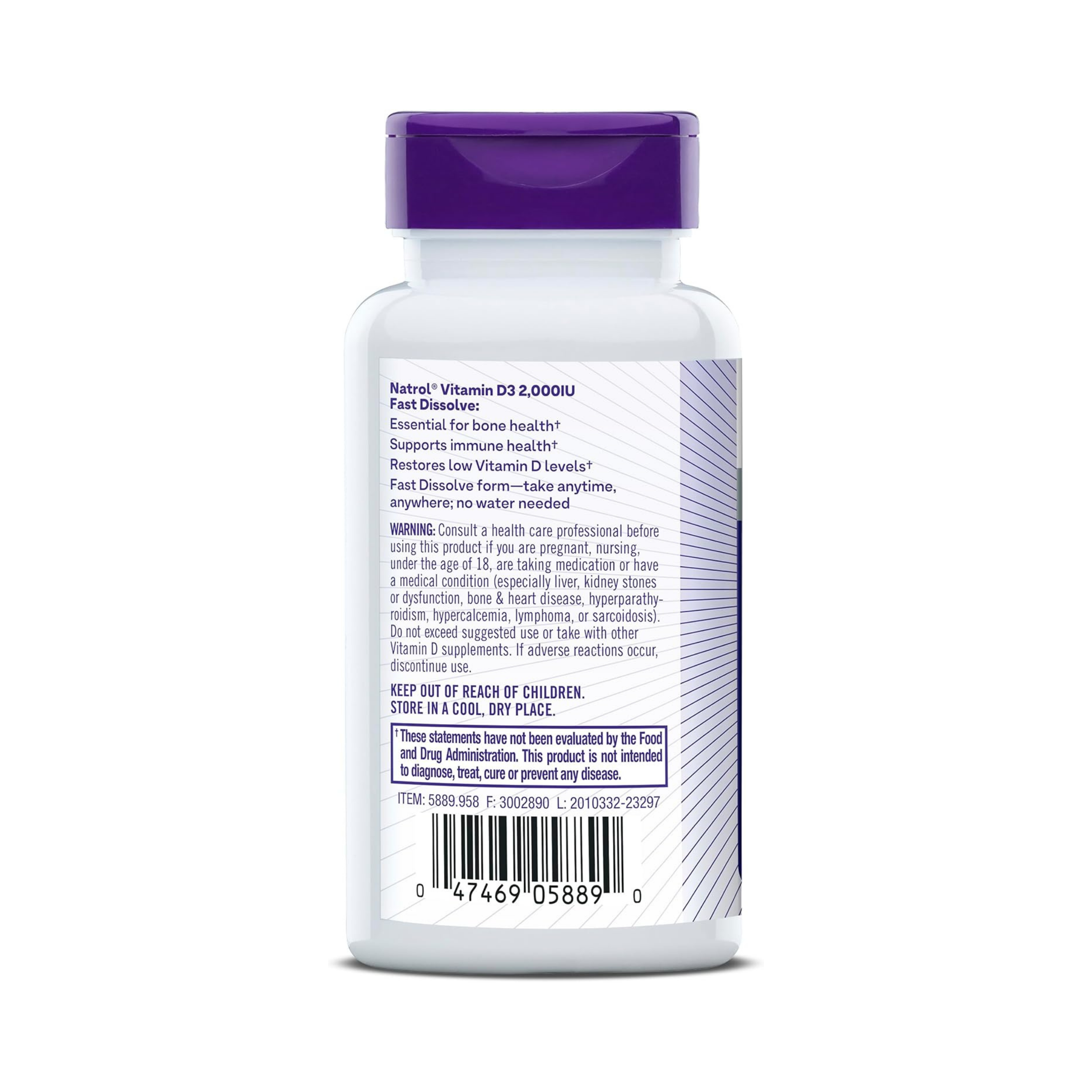 Natrol, Vitamin D3, Bone & Joint Health, Strawberry , 2,000 IU, 90 Tablets