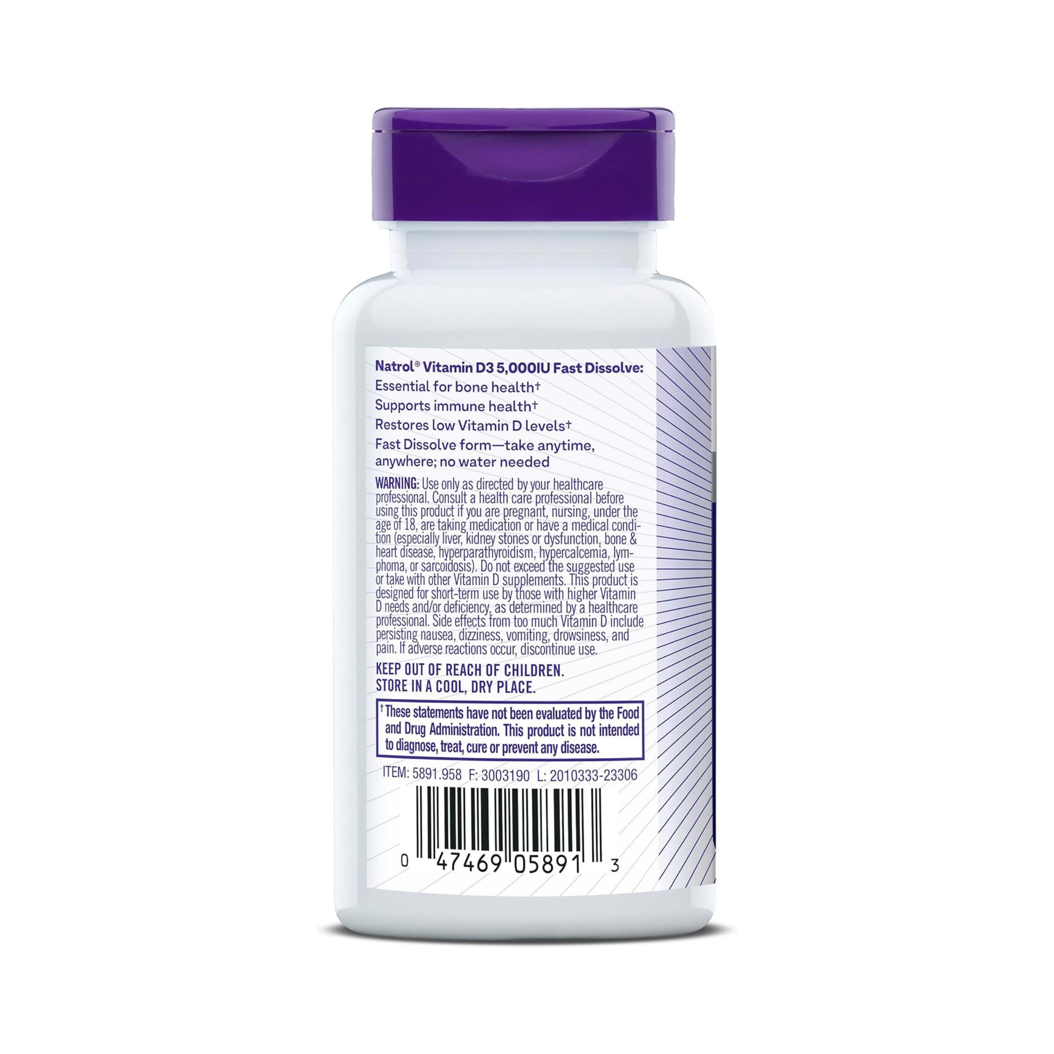 Natrol, Vitamin D3, Bone & Joint Health, Strawberry Natural Flavor, 5,000 IU, 90 Tablets