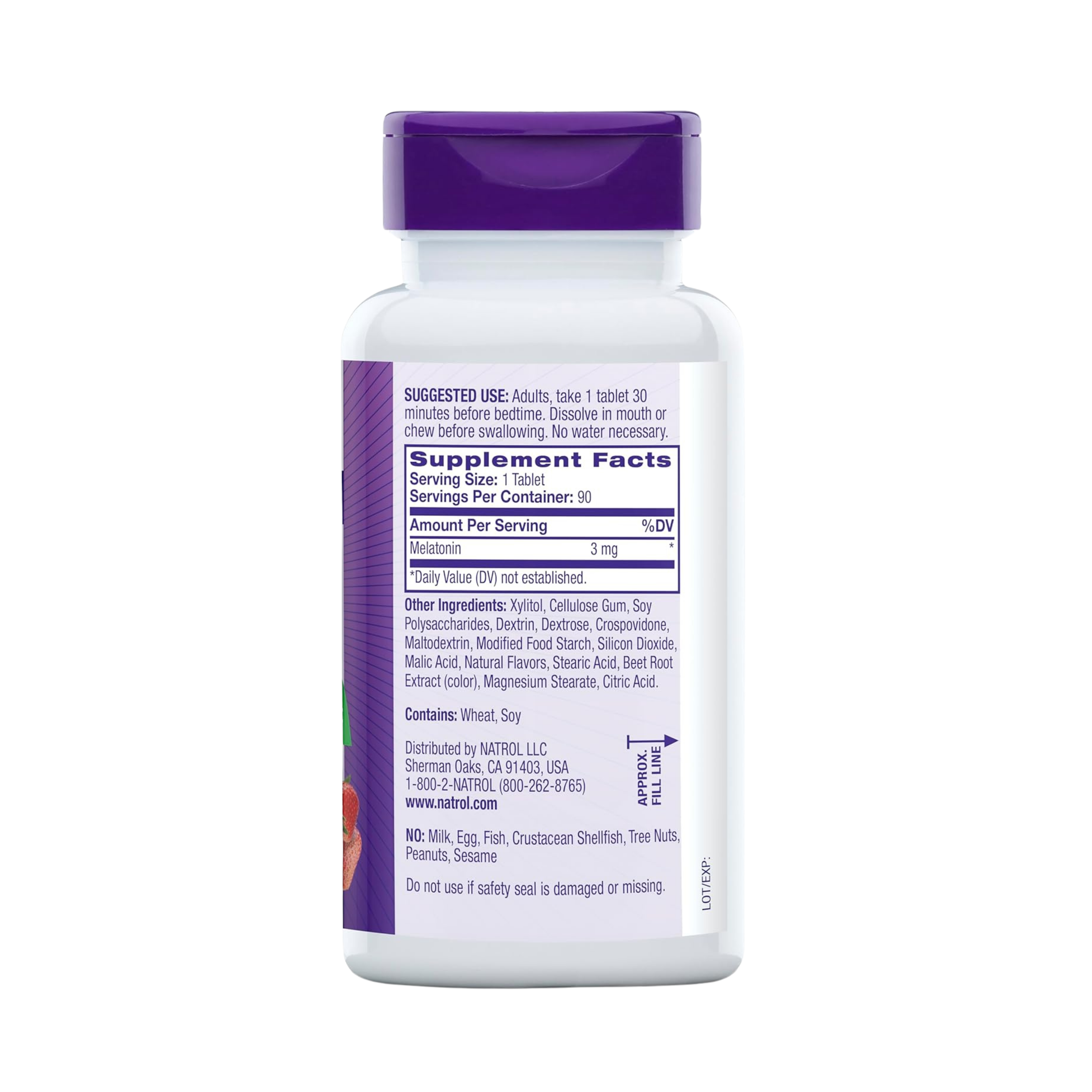 Natrol, Melatonin, Fast Dissolve, Strawberry, 3 mg, 90 Tablets